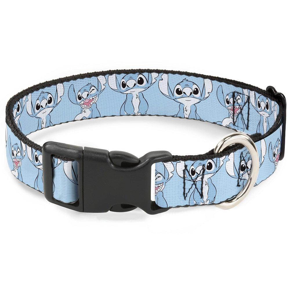 Plastic Clip Collar - Stitch 3-Poses Sky Blue/Black/White