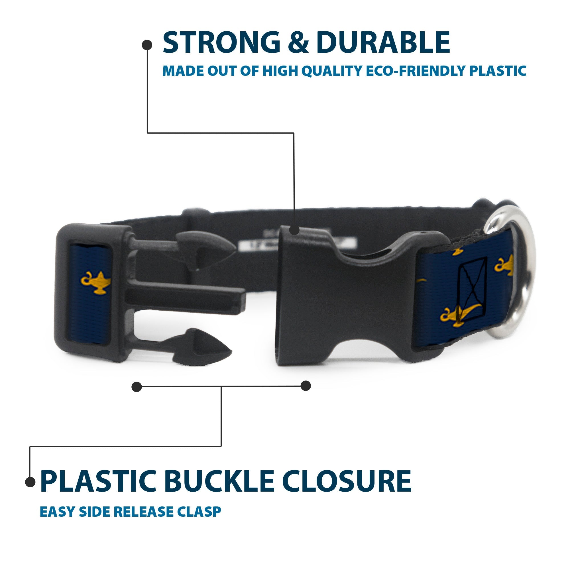 Plastic Clip Collar - Aladdin Genie Lamp Monogram Navy/Gold
