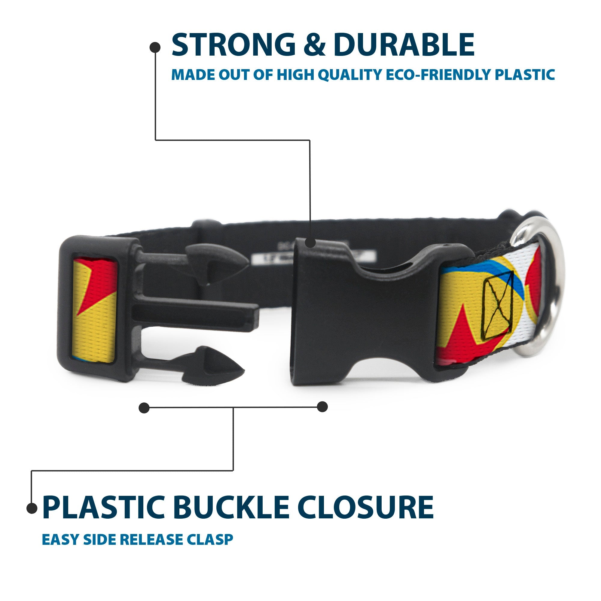 Plastic Clip Collar - Disney Pixar Luxo Ball Repeat White/Yellow/Blue/Red