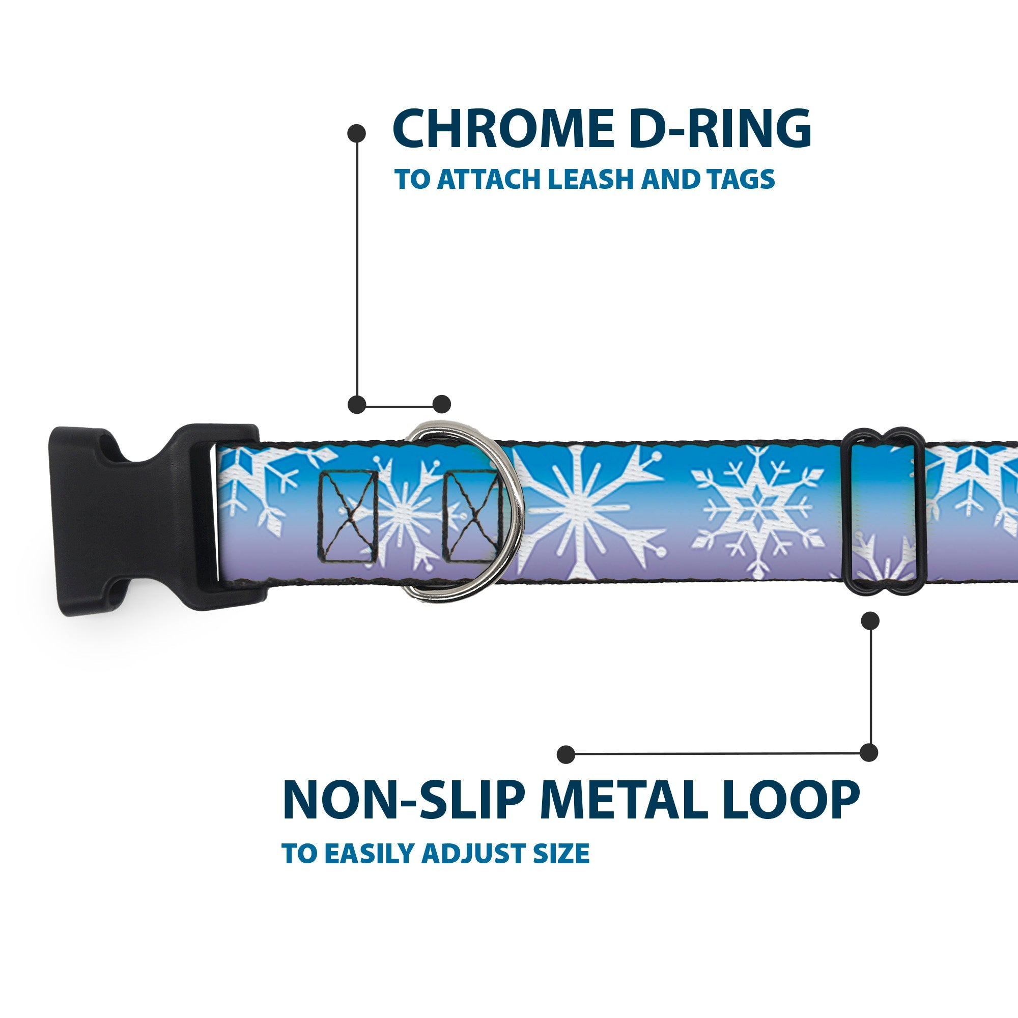 Plastic Clip Collar - Frozen II Snowflakes Blues/Purples/White