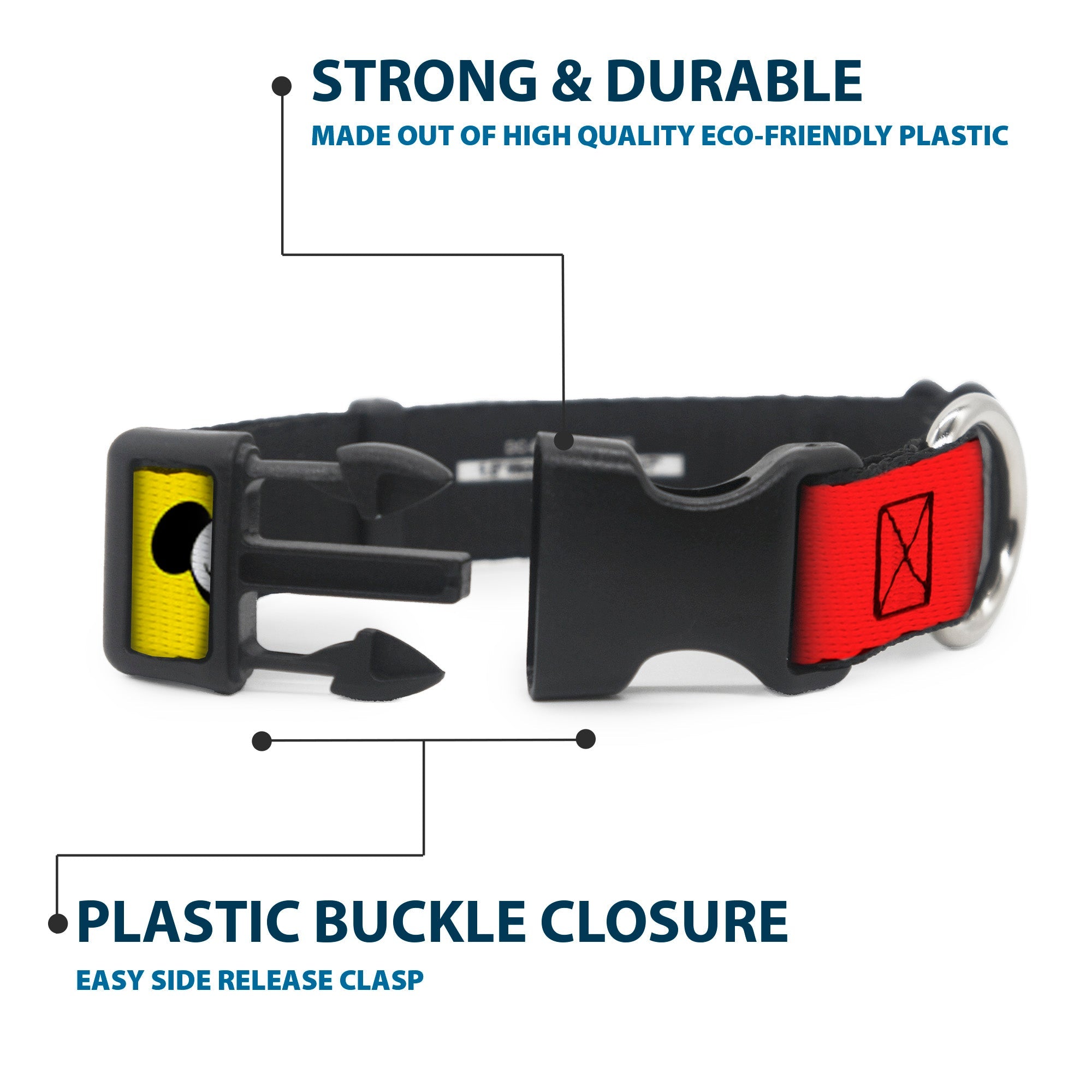 Plastic Clip Collar - MICKEY Smiling Up Pose Flip/Buttons Yellow/Black/Red