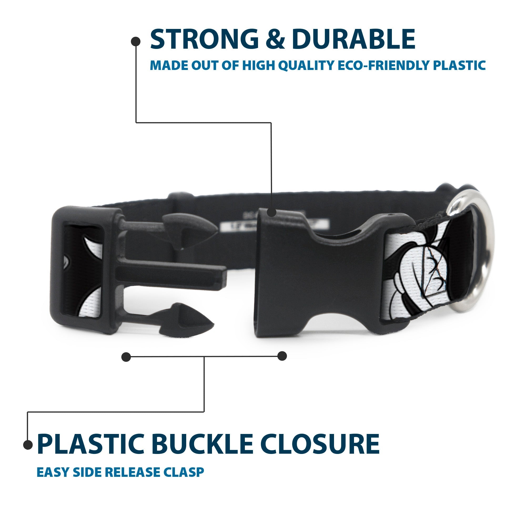 Plastic Clip Collar - Nightmare Before Christmas Zero Expressions Black/White