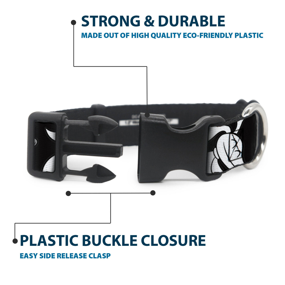 Plastic Clip Collar - Nightmare Before Christmas Zero Expressions Black/White