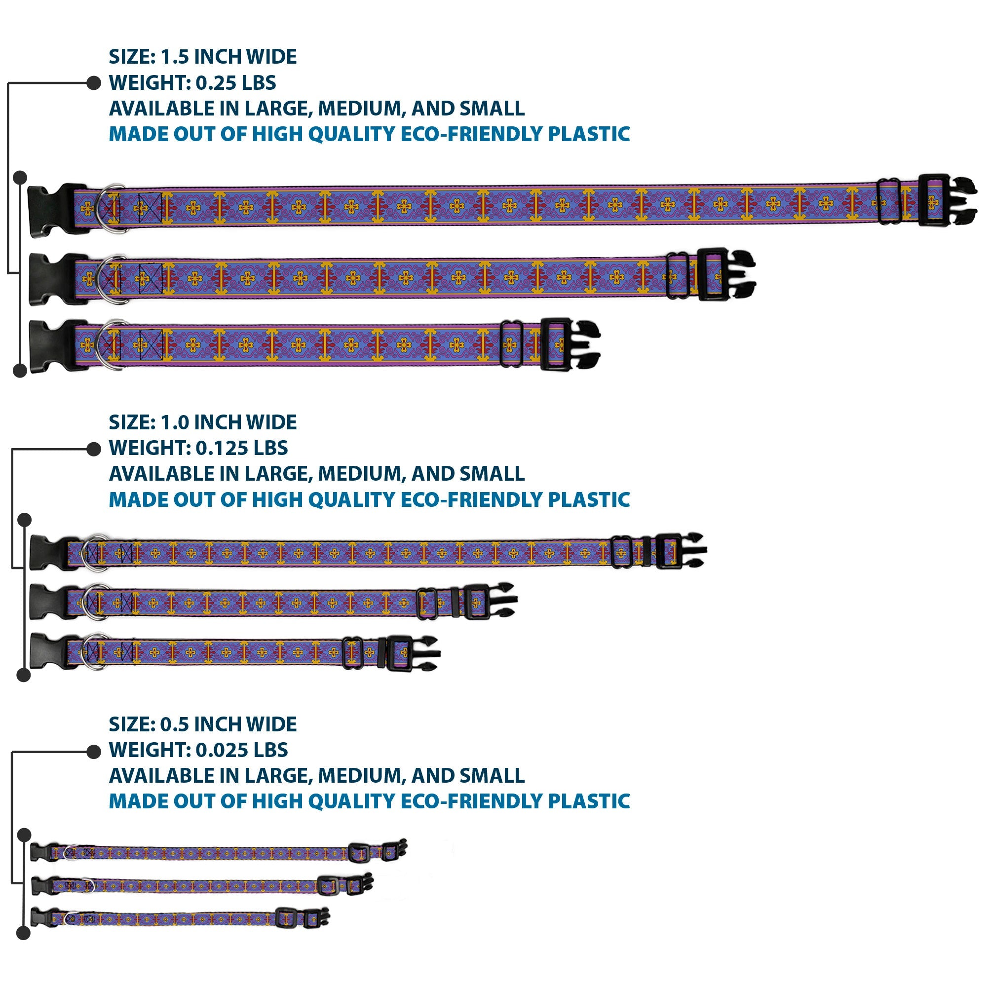Plastic Clip Collar - Classic Aladdin Magic Carpet Tapestry Blue/Purple/Gold/Red