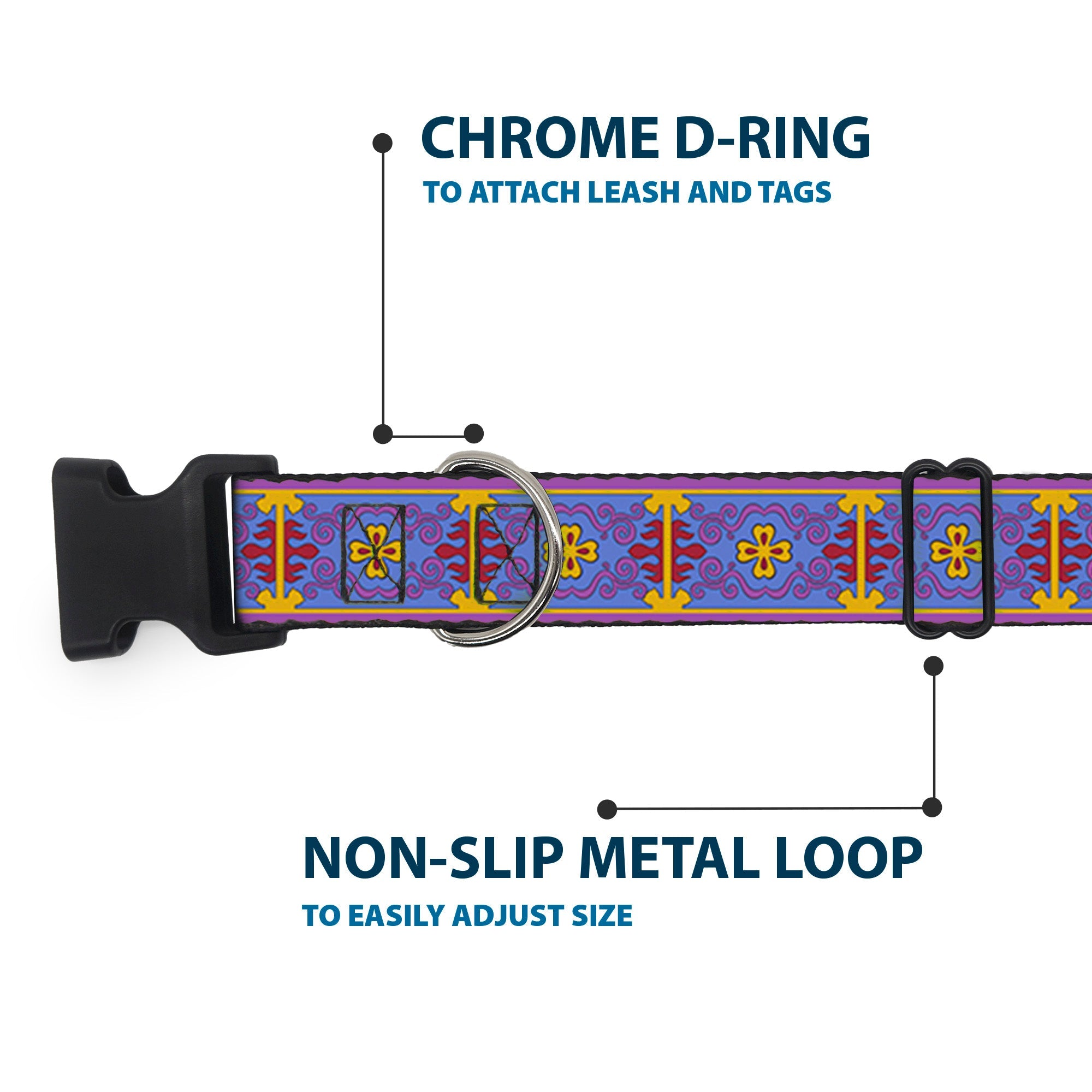 Plastic Clip Collar - Classic Aladdin Magic Carpet Tapestry Blue/Purple/Gold/Red