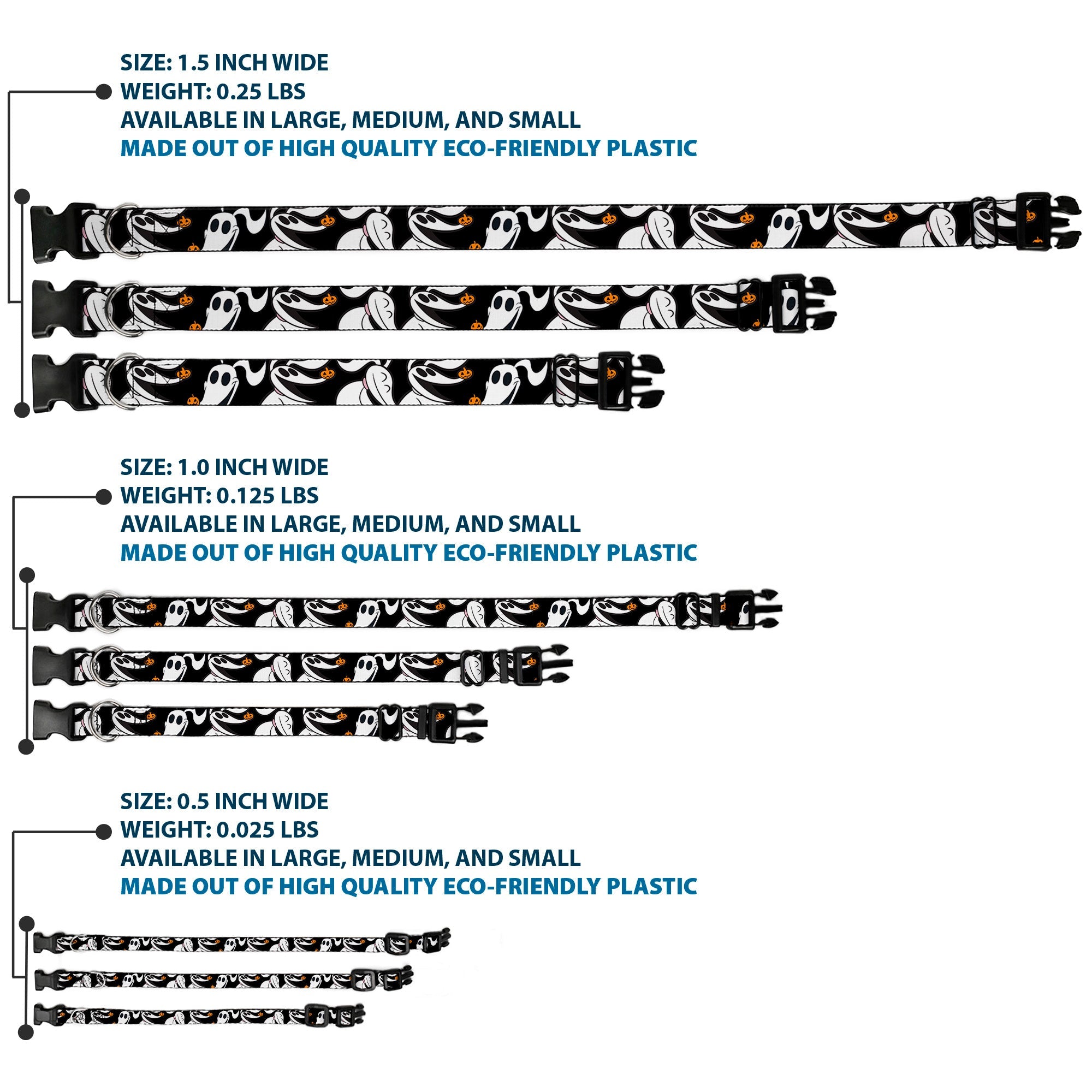 Plastic Clip Collar - Nightmare Before Christmas Zero 5-Pumpkin Expressions Black/White/Orange