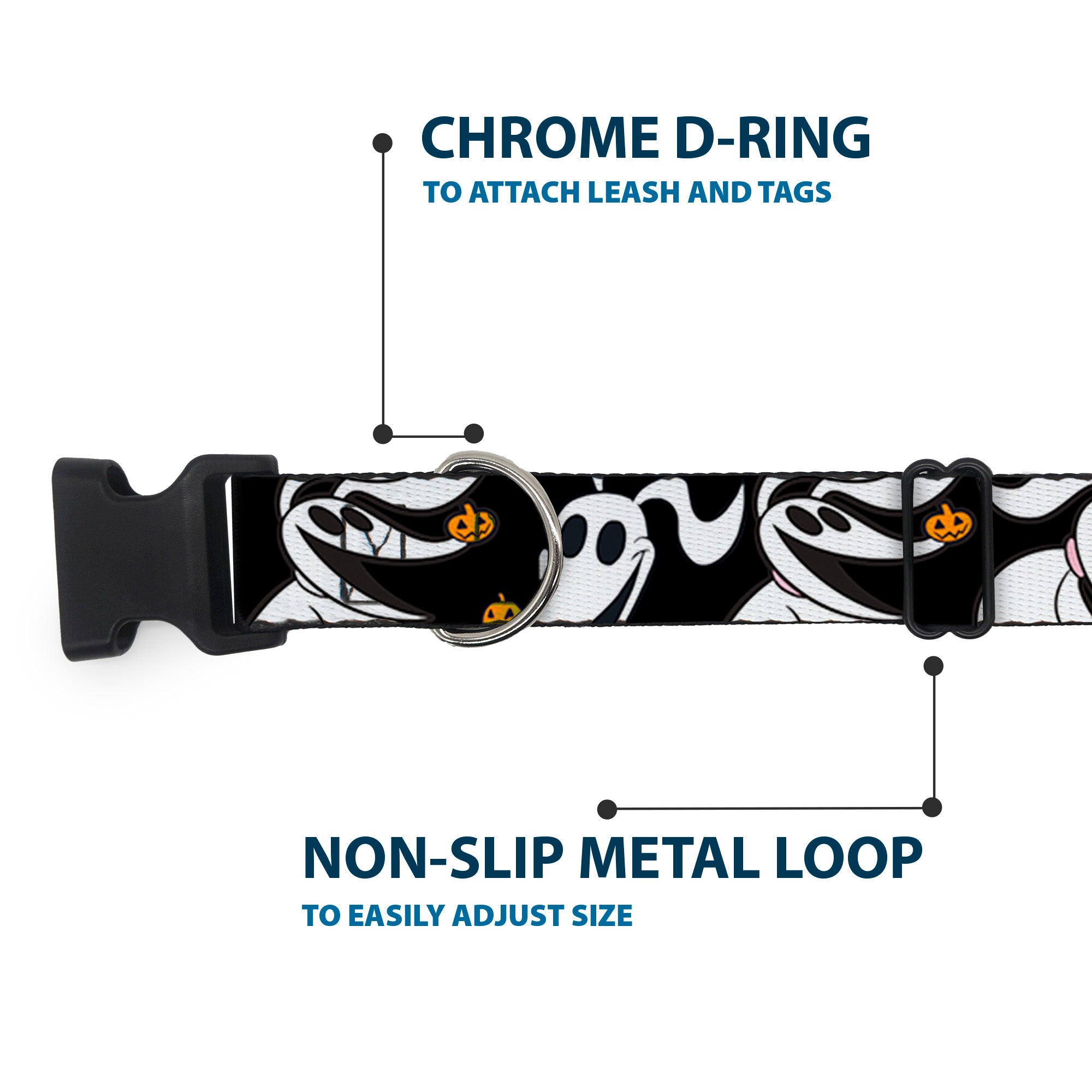 Plastic Clip Collar - Nightmare Before Christmas Zero 5-Pumpkin Expressions Black/White/Orange