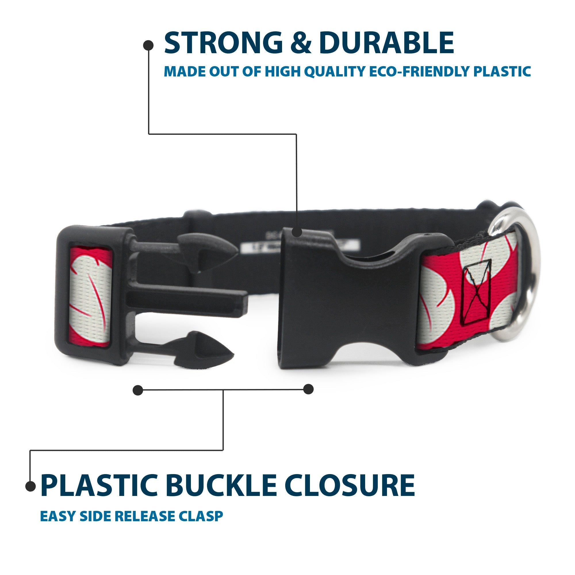 Plastic Clip Collar - Lilo & Stitch Bounding Lilo Dress Leaves Red/Ivory