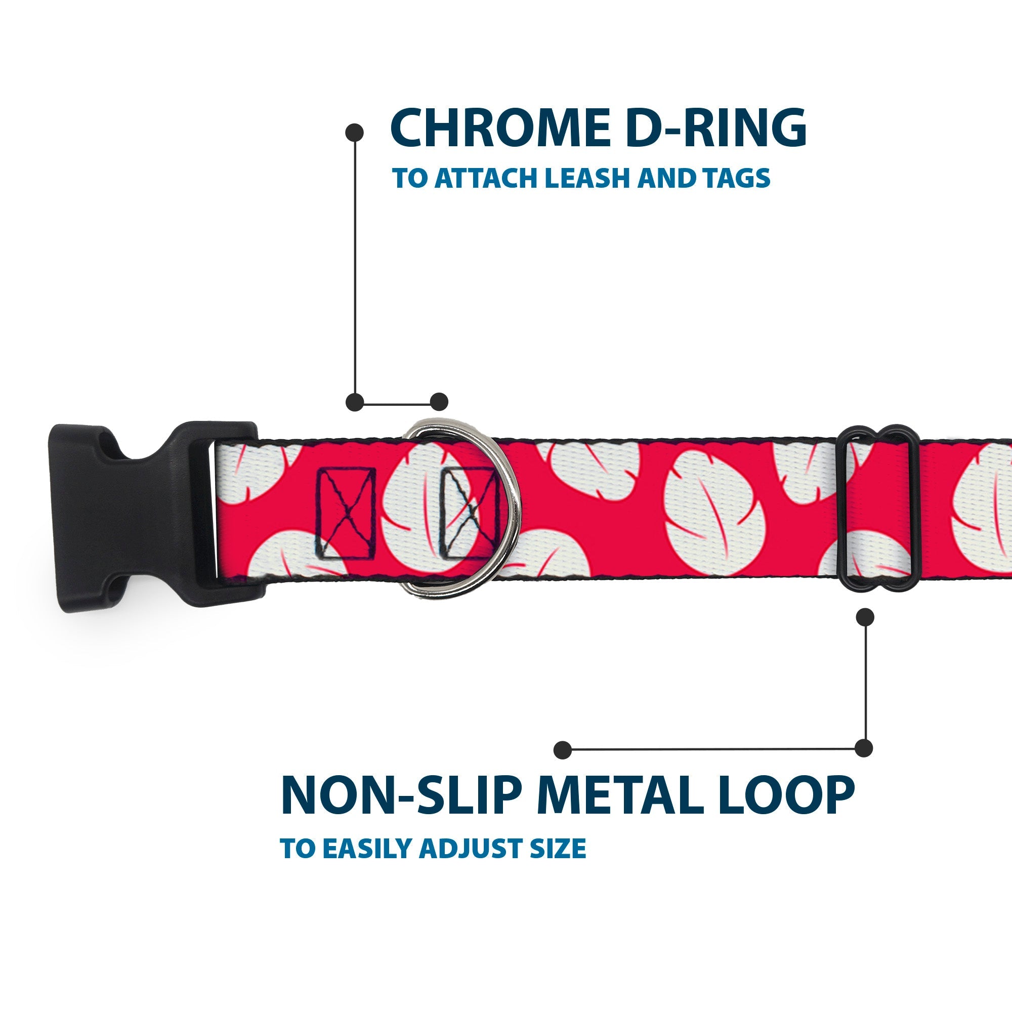 Plastic Clip Collar - Lilo & Stitch Bounding Lilo Dress Leaves Red/Ivory