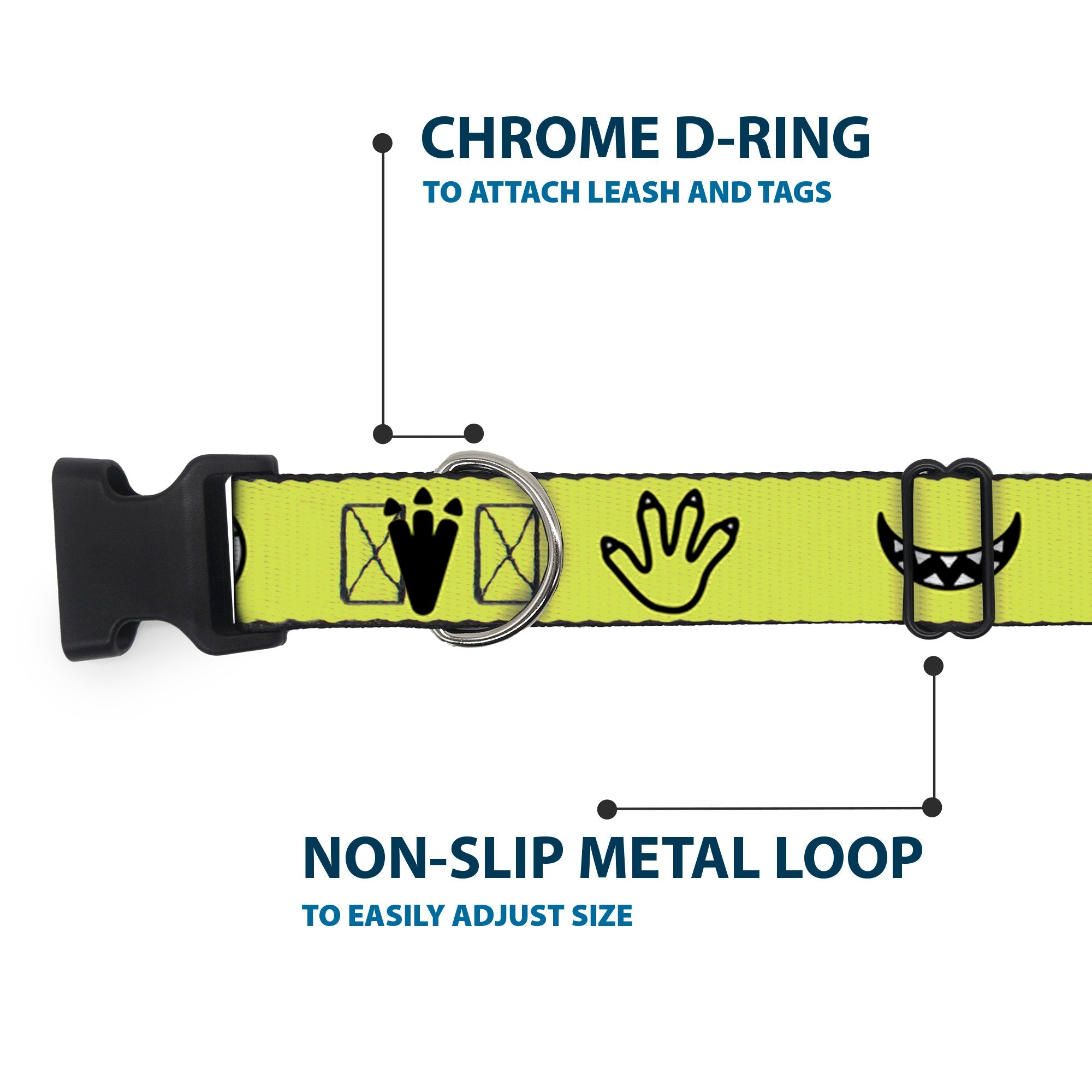 Plastic Clip Collar - Monsters Inc. Mike 4-Icons Greens/Black/White