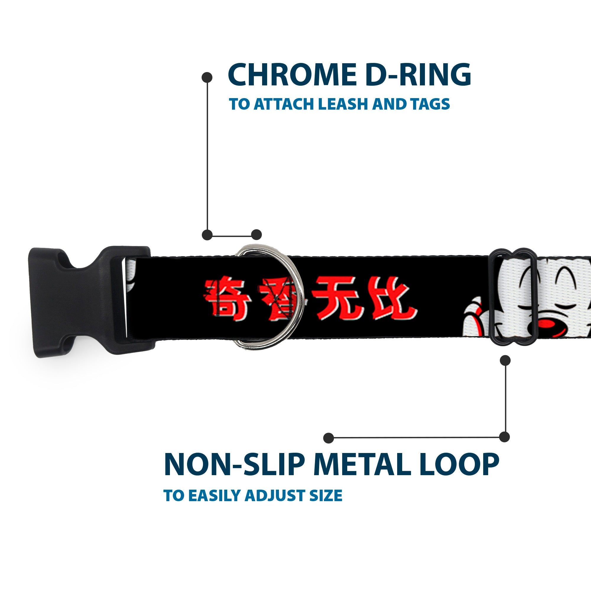 Plastic Clip Collar - Mickey Mouse Smelling Pose Black/White/Reds