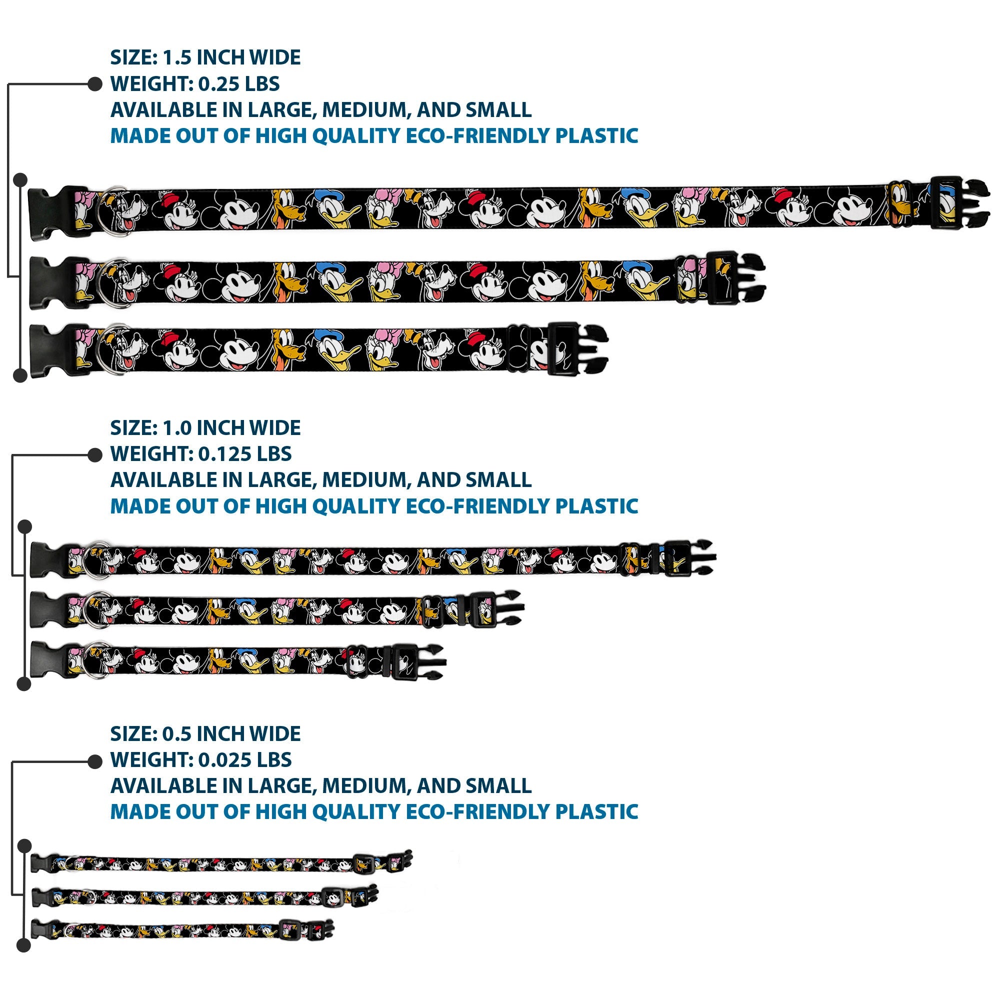 Plastic Clip Collar - Disney The Sensational Six Smiling Faces Black