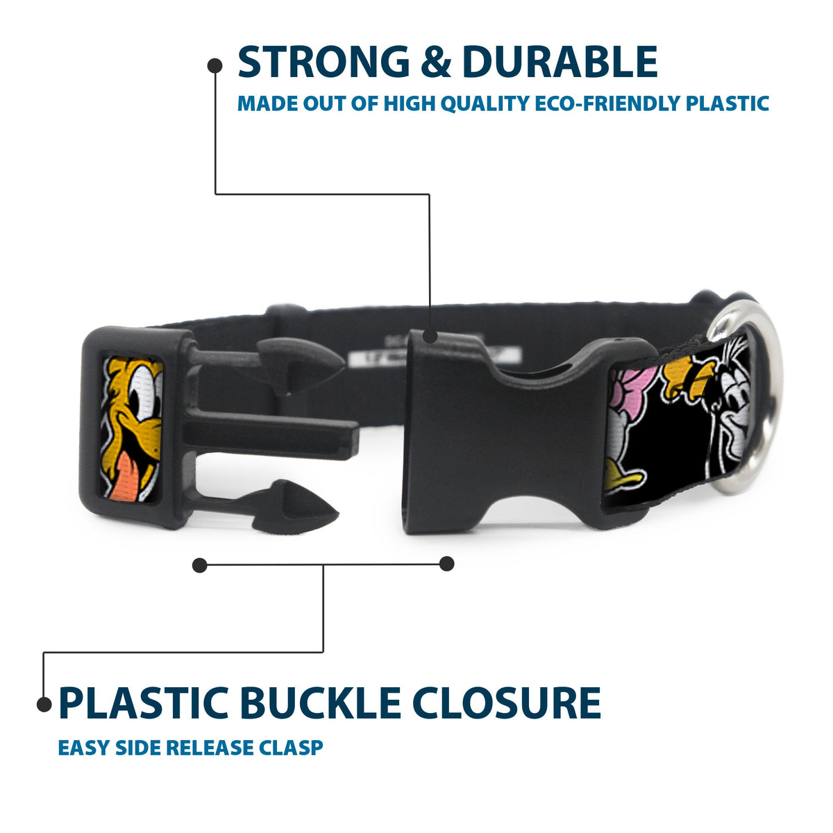 Plastic Clip Collar - Disney The Sensational Six Smiling Faces Black