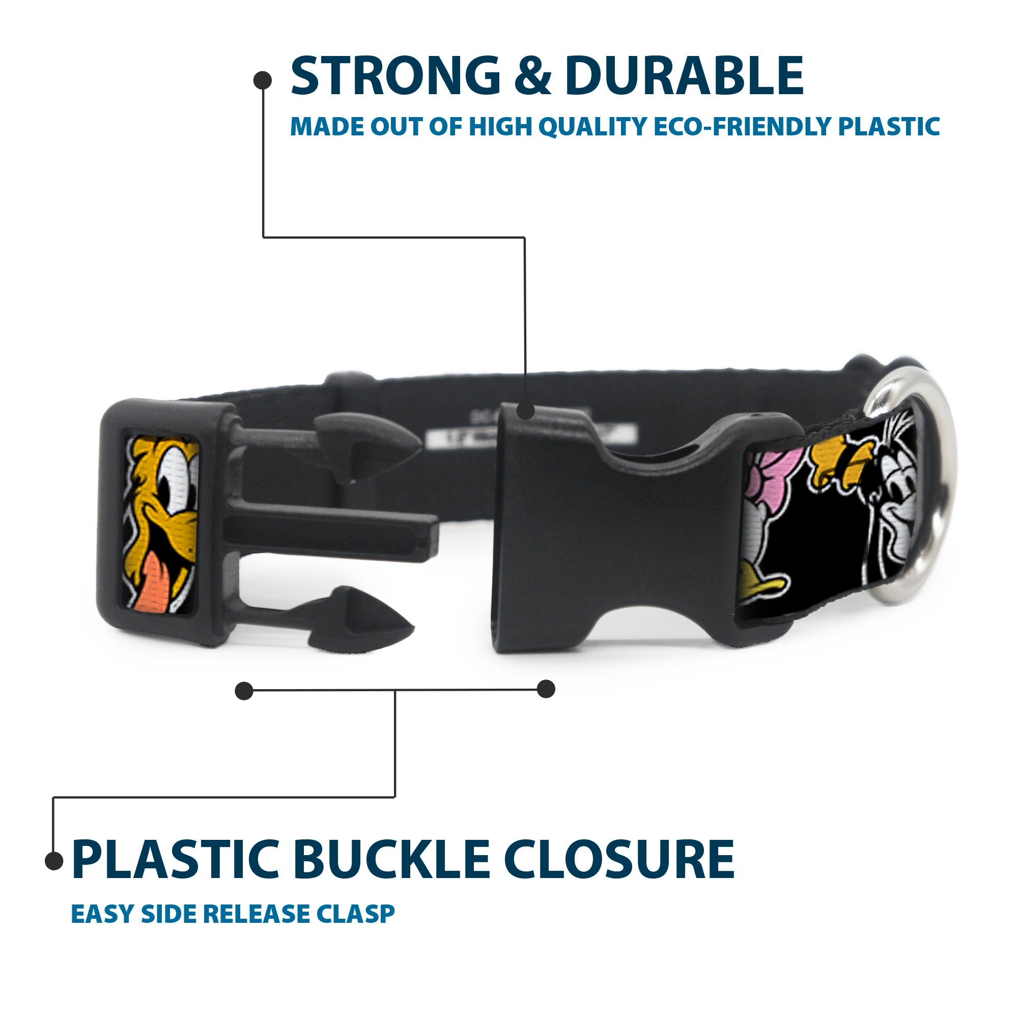 Plastic Clip Collar - Disney The Sensational Six Smiling Faces Black