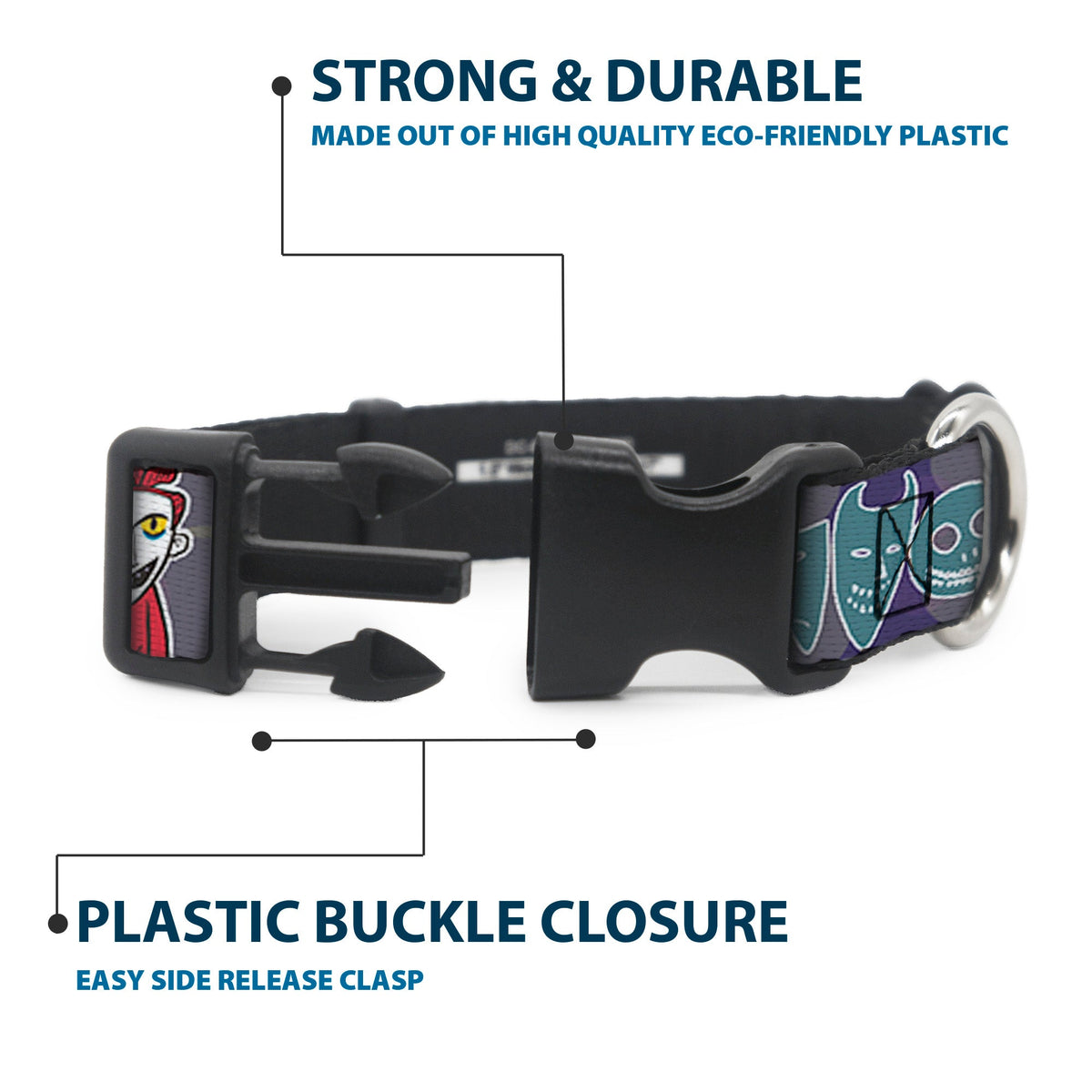 Plastic Clip Collar - Nightmare Before Christmas Lock Shock & Barrel Group Pose/Masks Purples