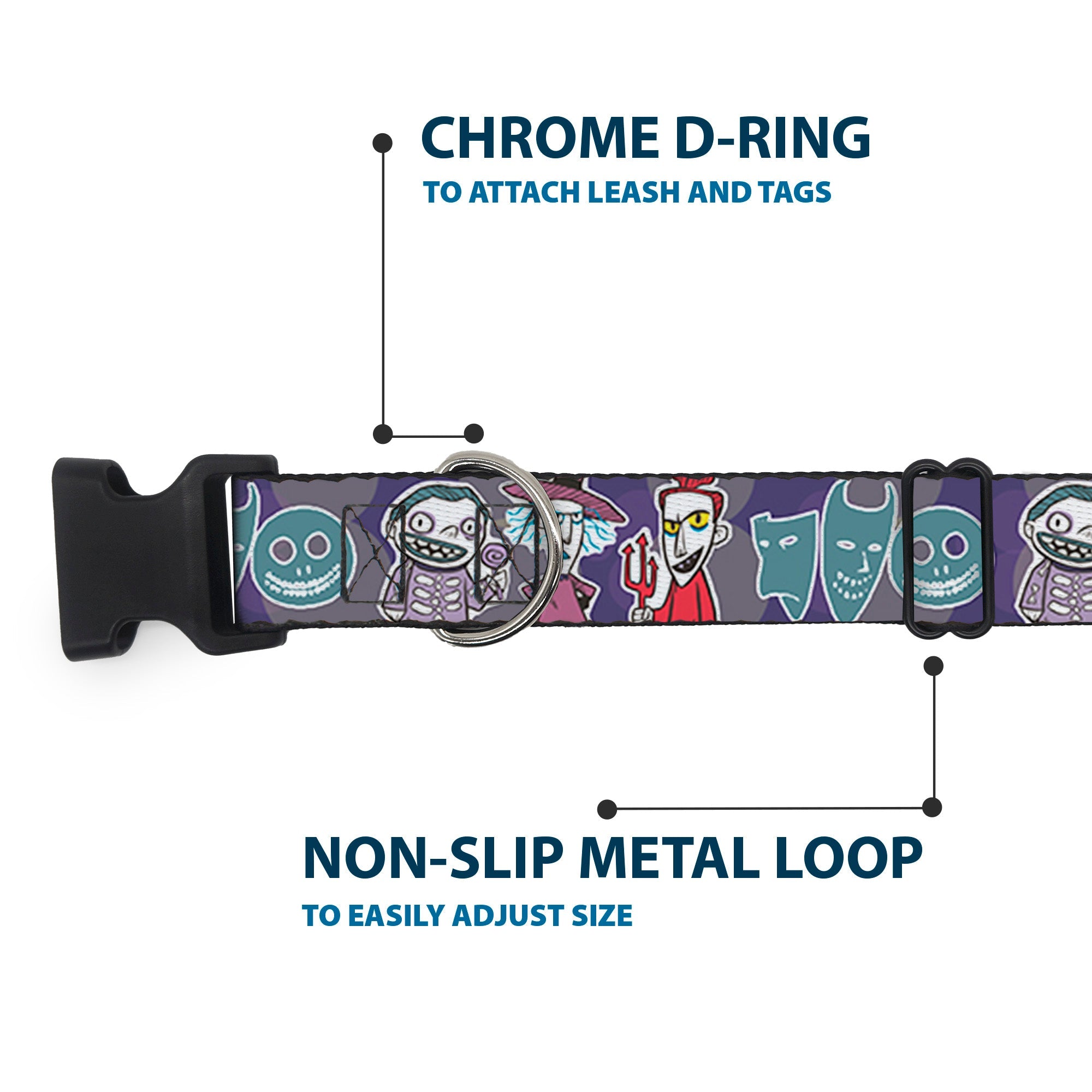 Plastic Clip Collar - Nightmare Before Christmas Lock Shock & Barrel Group Pose/Masks Purples