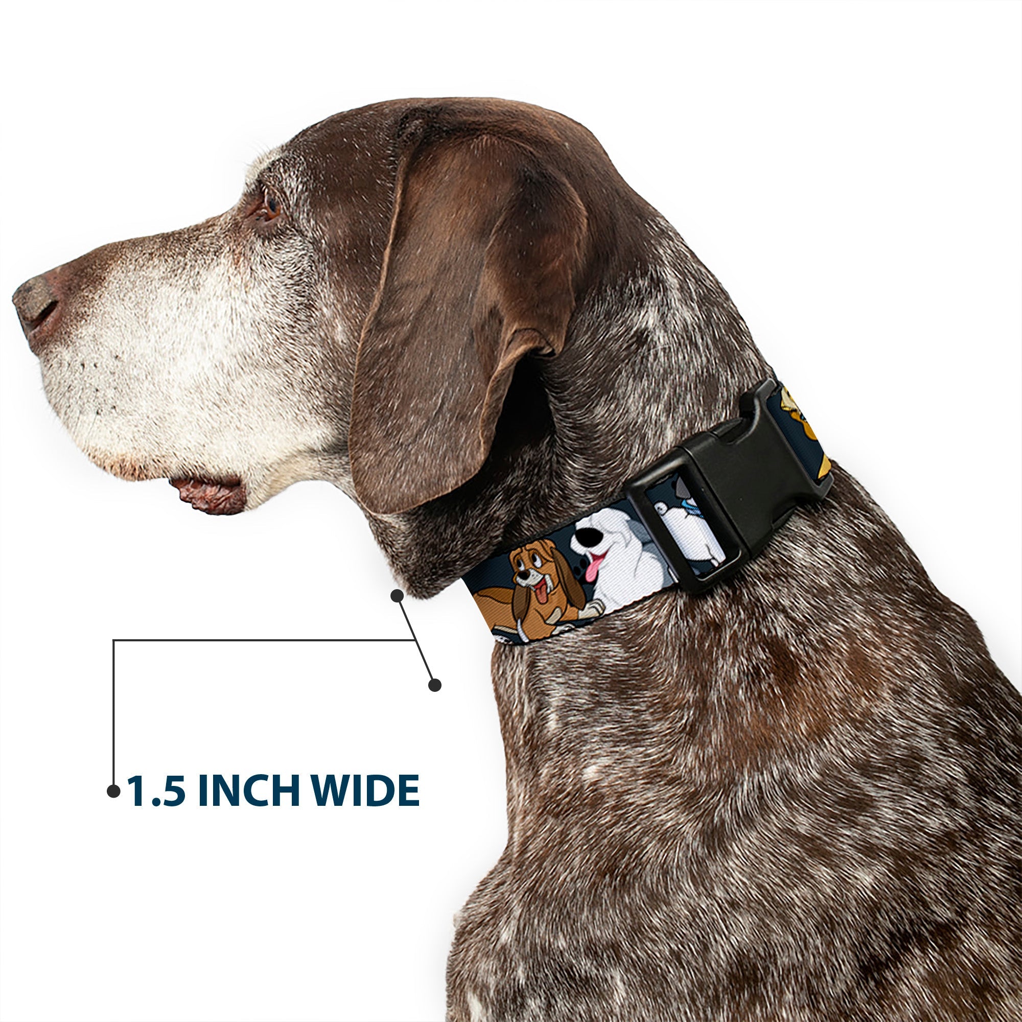 Plastic Clip Collar - Disney Dogs 6-Dog Group Collage/Paws Gray/Black