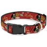 Plastic Clip Collar - Mulan Gazebo Pose with Flowers and Script Red/Golds