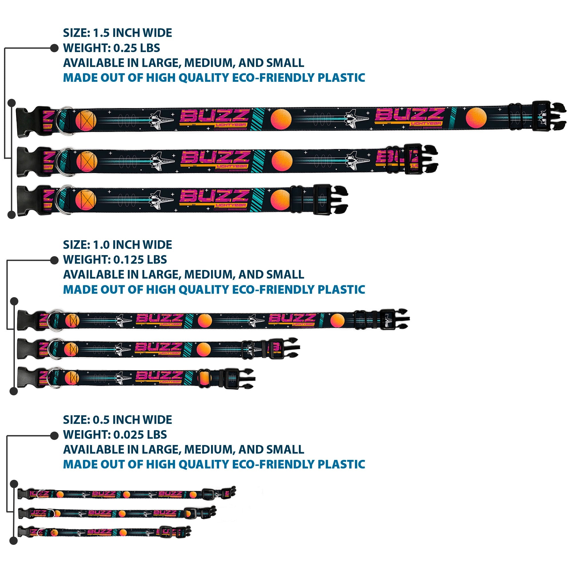 Plastic Clip Collar - BUZZ LIGHTYEAR Hyper Speed Spaceship Black/Multi Color