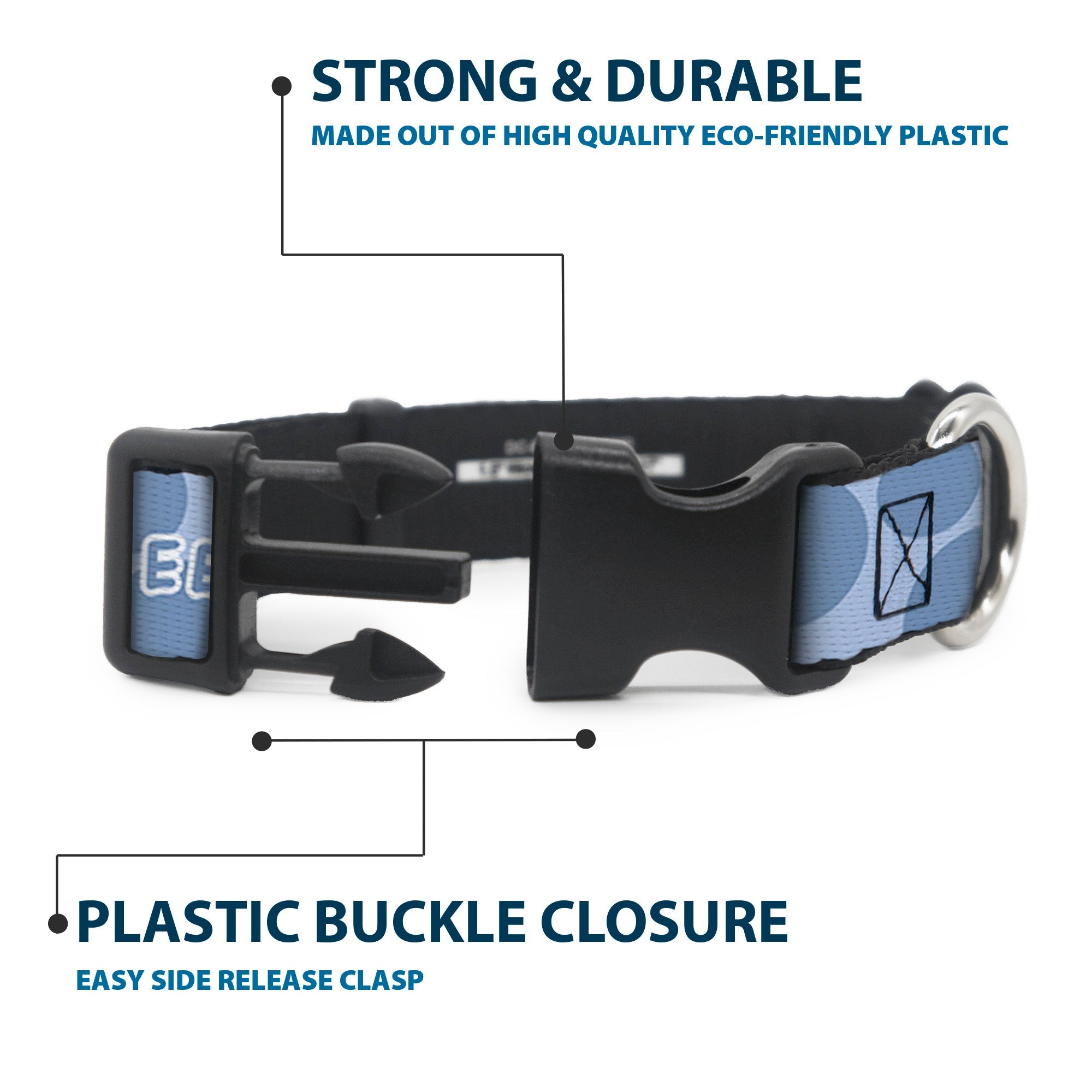 Plastic Clip Collar - Winnie the Pooh Eeyore Text and Expression Close-Up Dot Blues