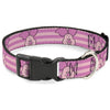 Plastic Clip Collar - Winnie the Pooh Piglet Expression Close-Up Stripe Pinks