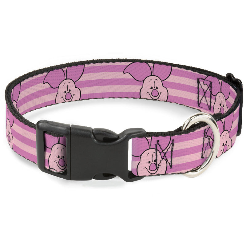 Plastic Clip Collar - Winnie the Pooh Piglet Expression Close-Up Stripe Pinks