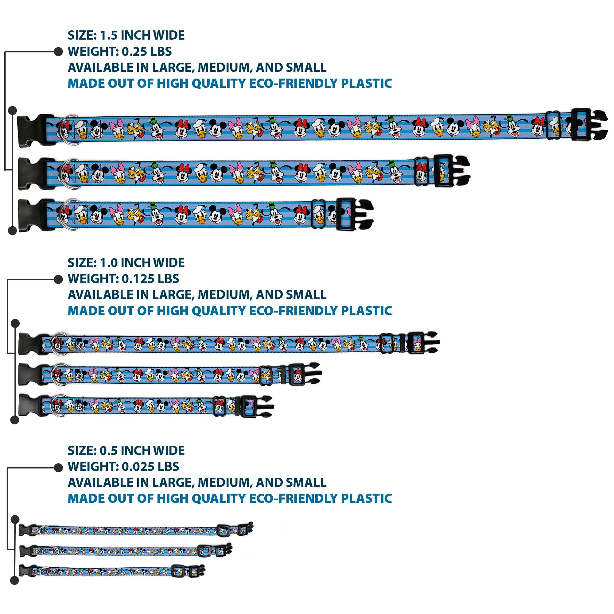 Plastic Clip Collar - Disney The Sensational Six Smiling Faces Stripe Blues
