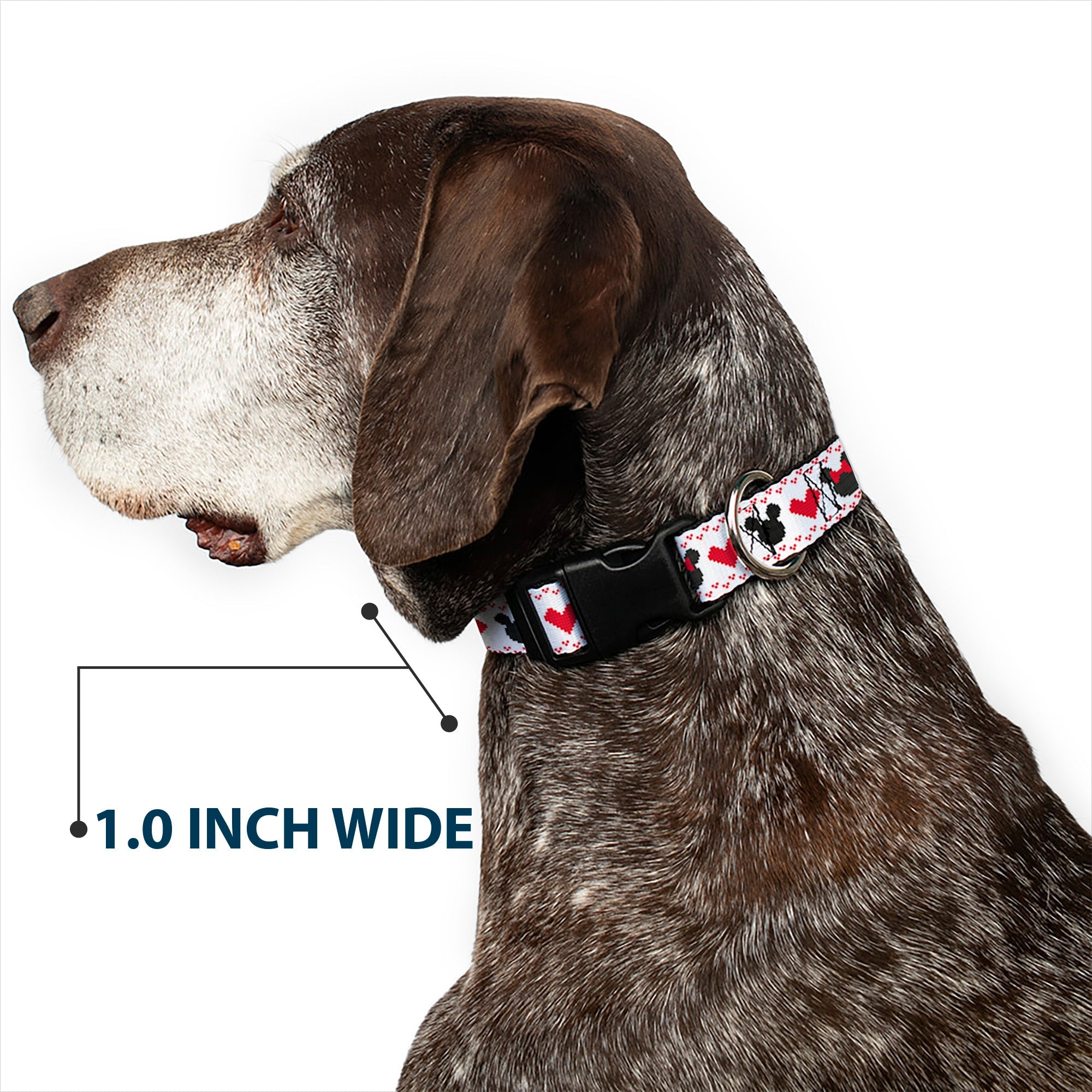 Plastic Clip Collar - Disney Holiday Mickey and Minnie Mouse Heart Sweater Stitch White/Red/Black