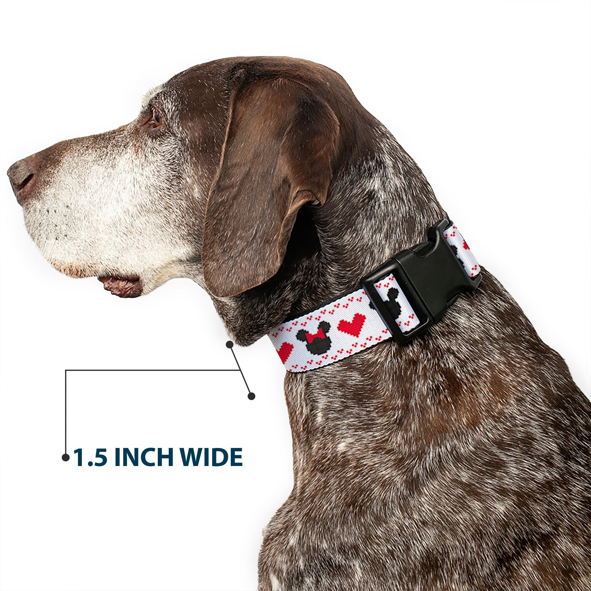 Plastic Clip Collar - Disney Holiday Mickey and Minnie Mouse Heart Sweater Stitch White/Red/Black