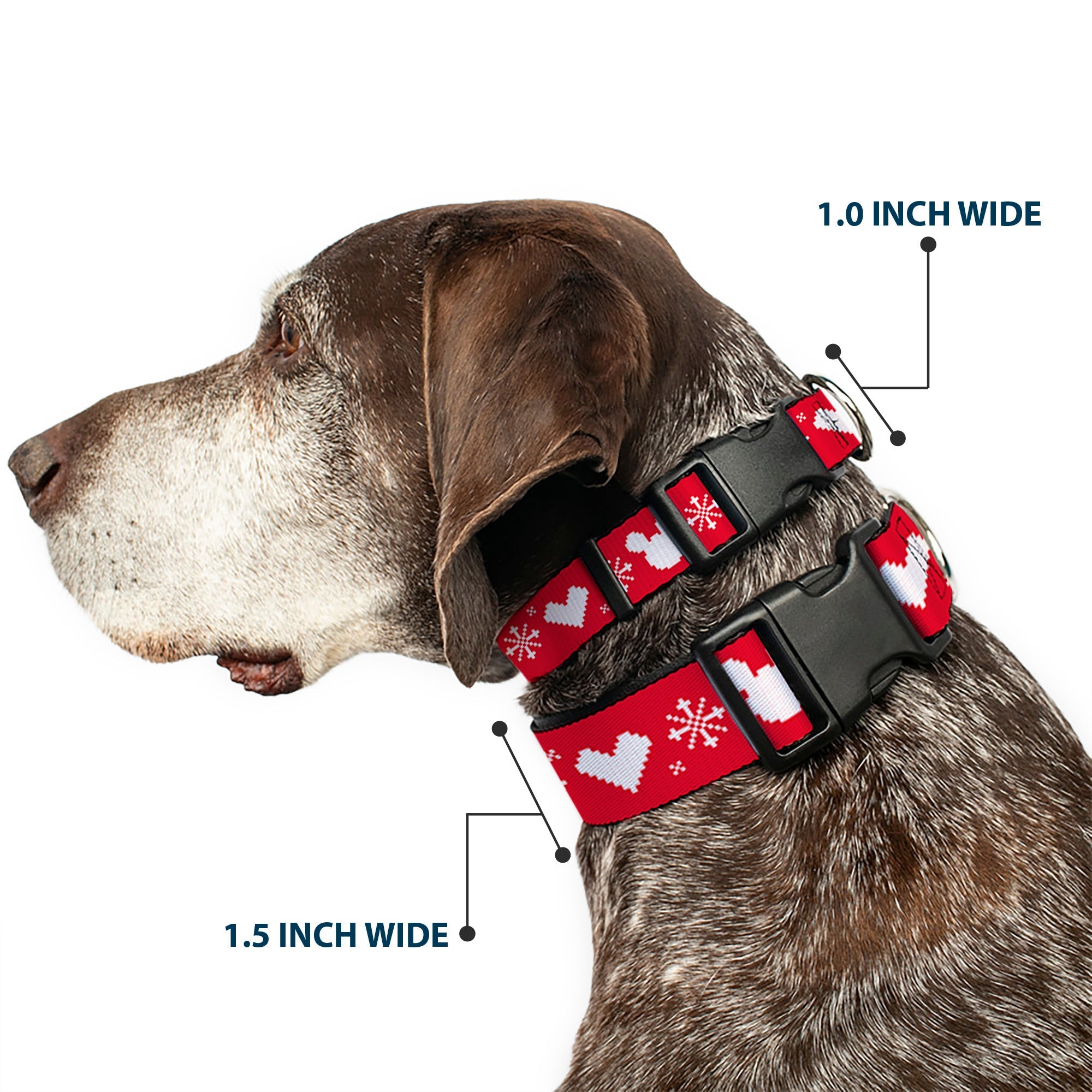 Plastic Clip Collar - Disney Holiday Mickey Mouse Heart Sweater Stitch Red/White
