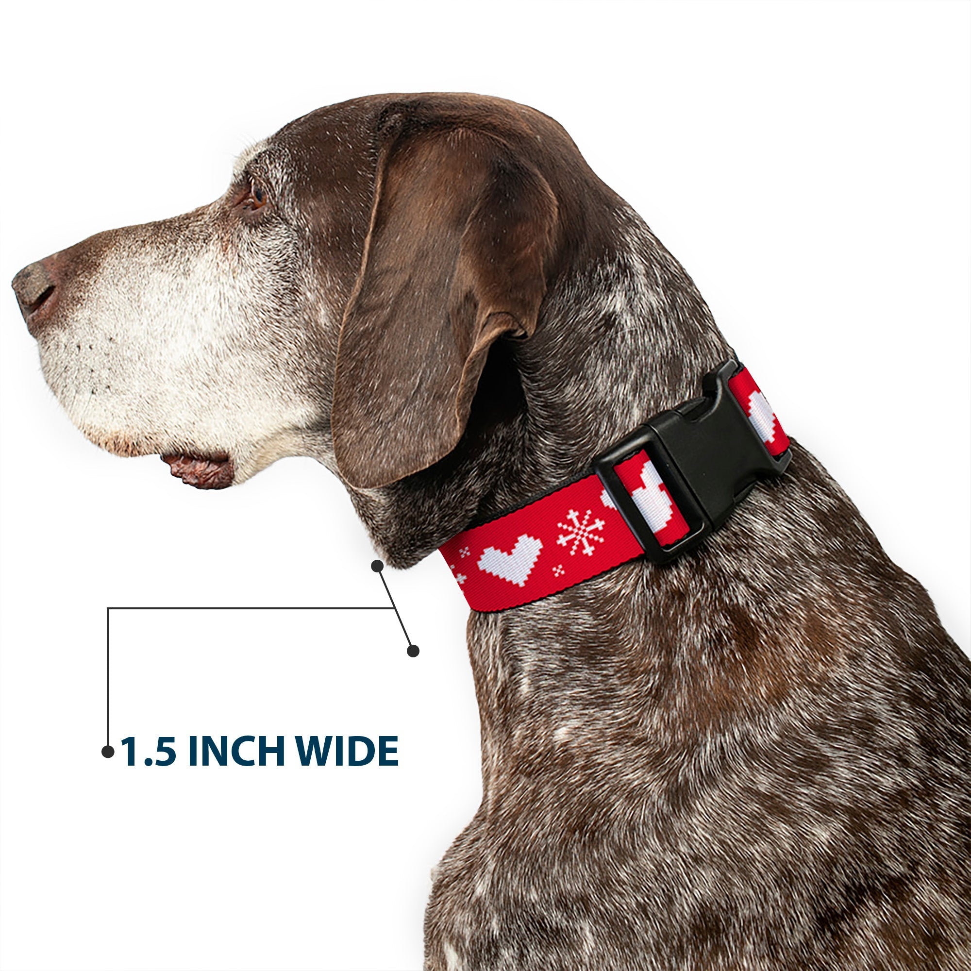 Plastic Clip Collar - Disney Holiday Mickey Mouse Heart Sweater Stitch Red/White