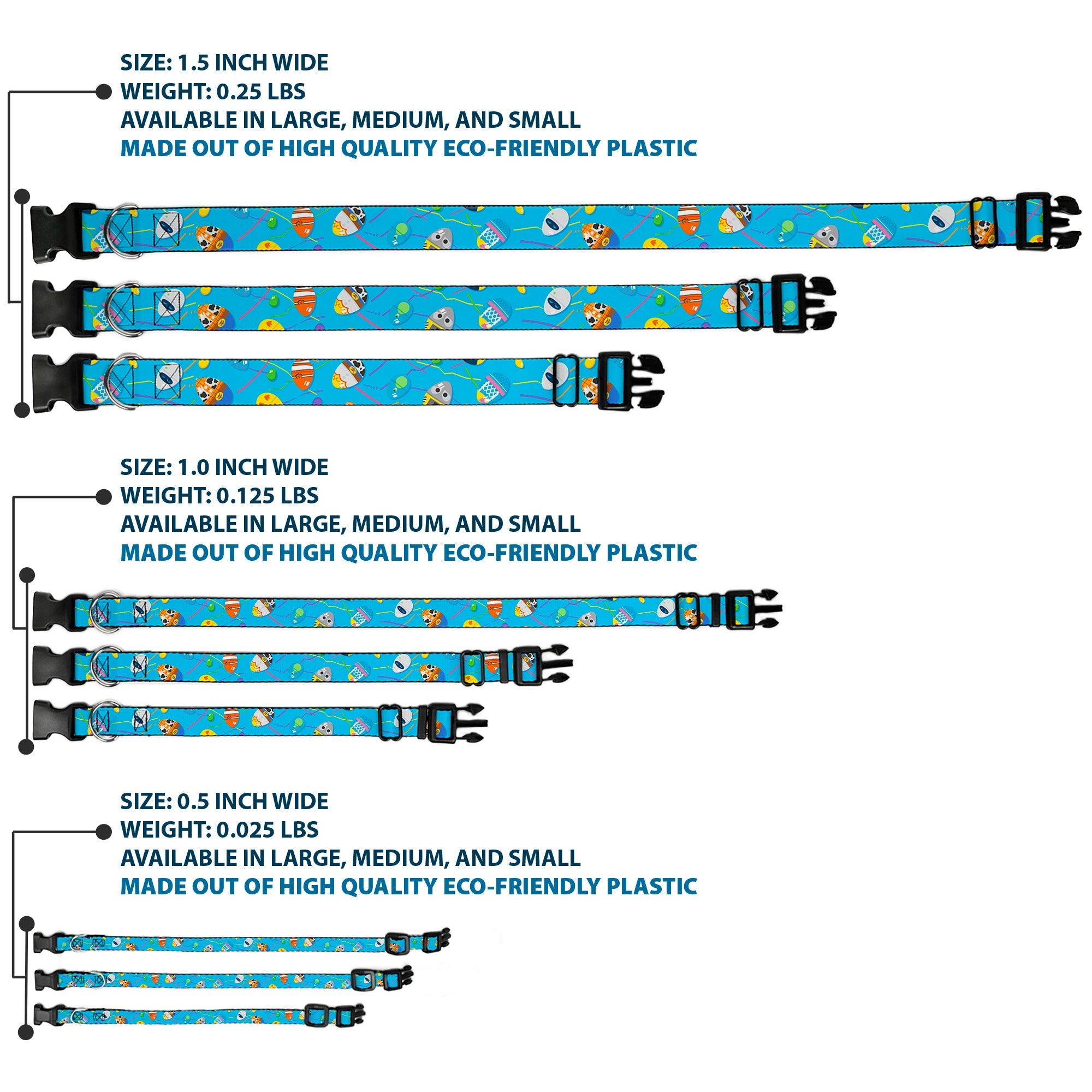 Plastic Clip Collar - Pixar Holiday Collection Easter Egg Characters Scattered Blue