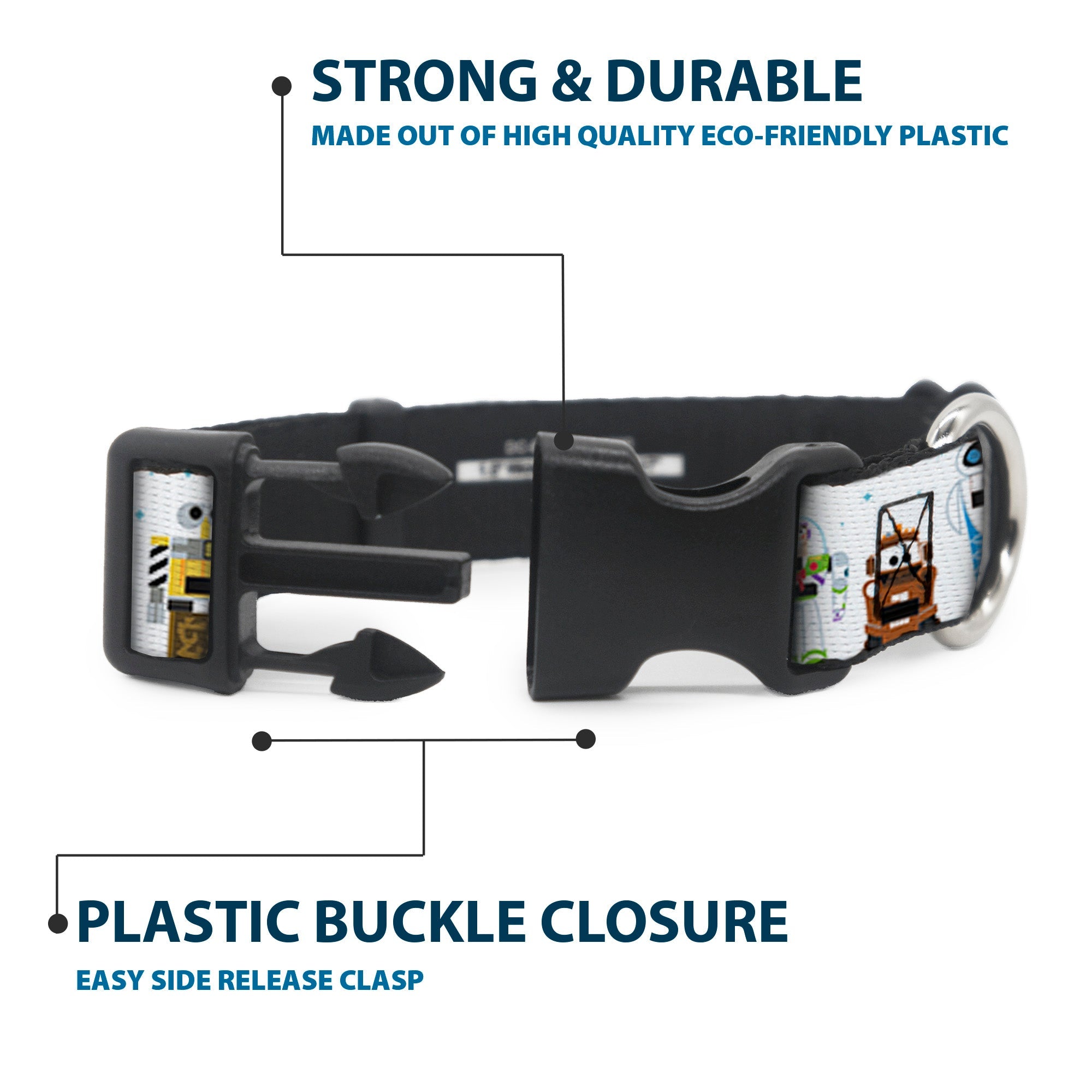 Plastic Clip Collar - Pixar Holiday Collection Nutcracker Characters Lineup/Stars White/Blues