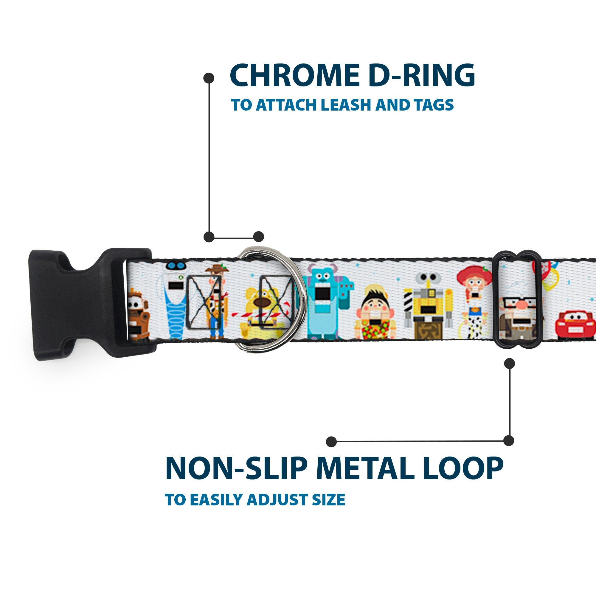 Plastic Clip Collar - Pixar Holiday Collection Nutcracker Characters Lineup/Stars White/Blues