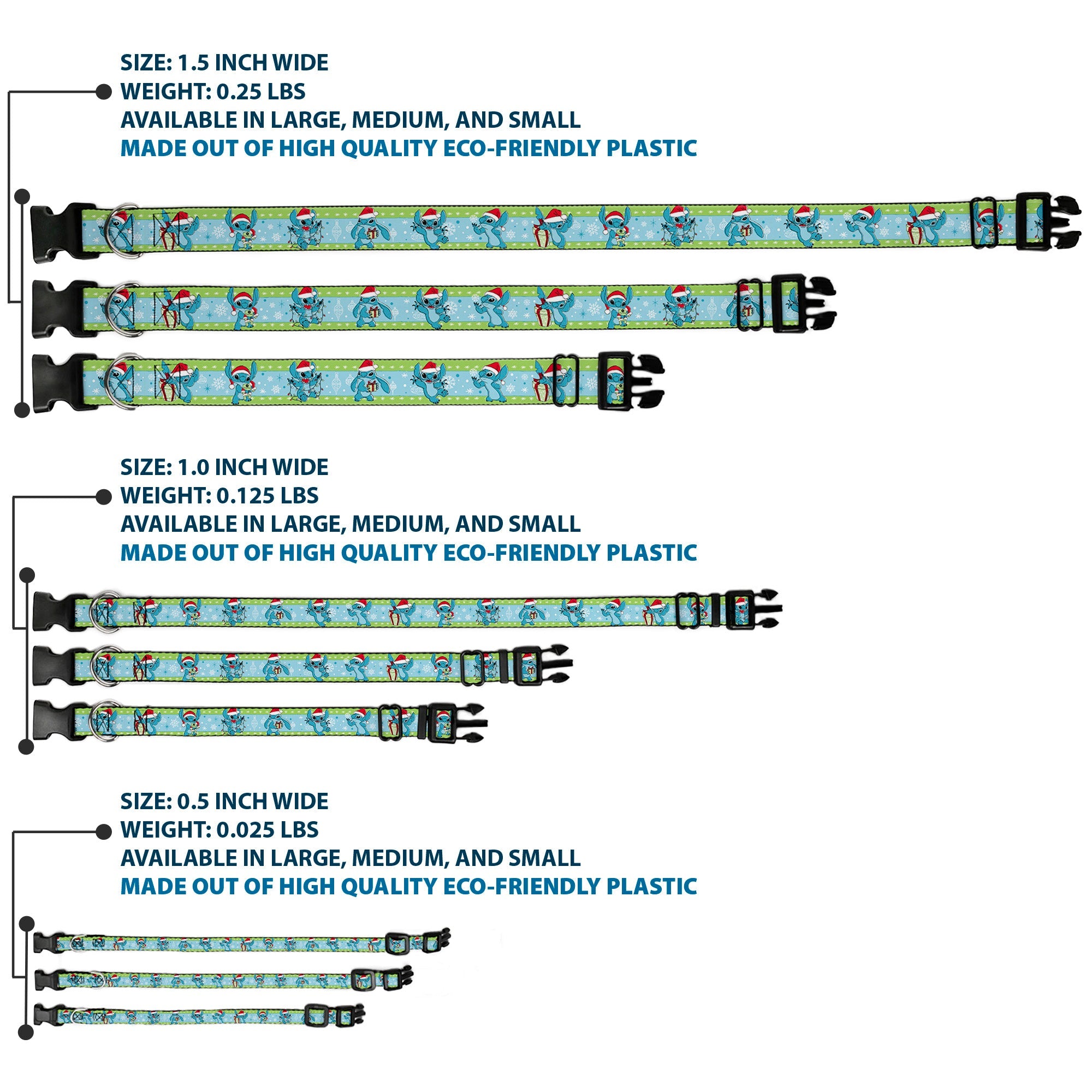 Plastic Clip Collar - Lilo and Stitch Holiday Stitch and Scrump Poses Stripe Green/Blue