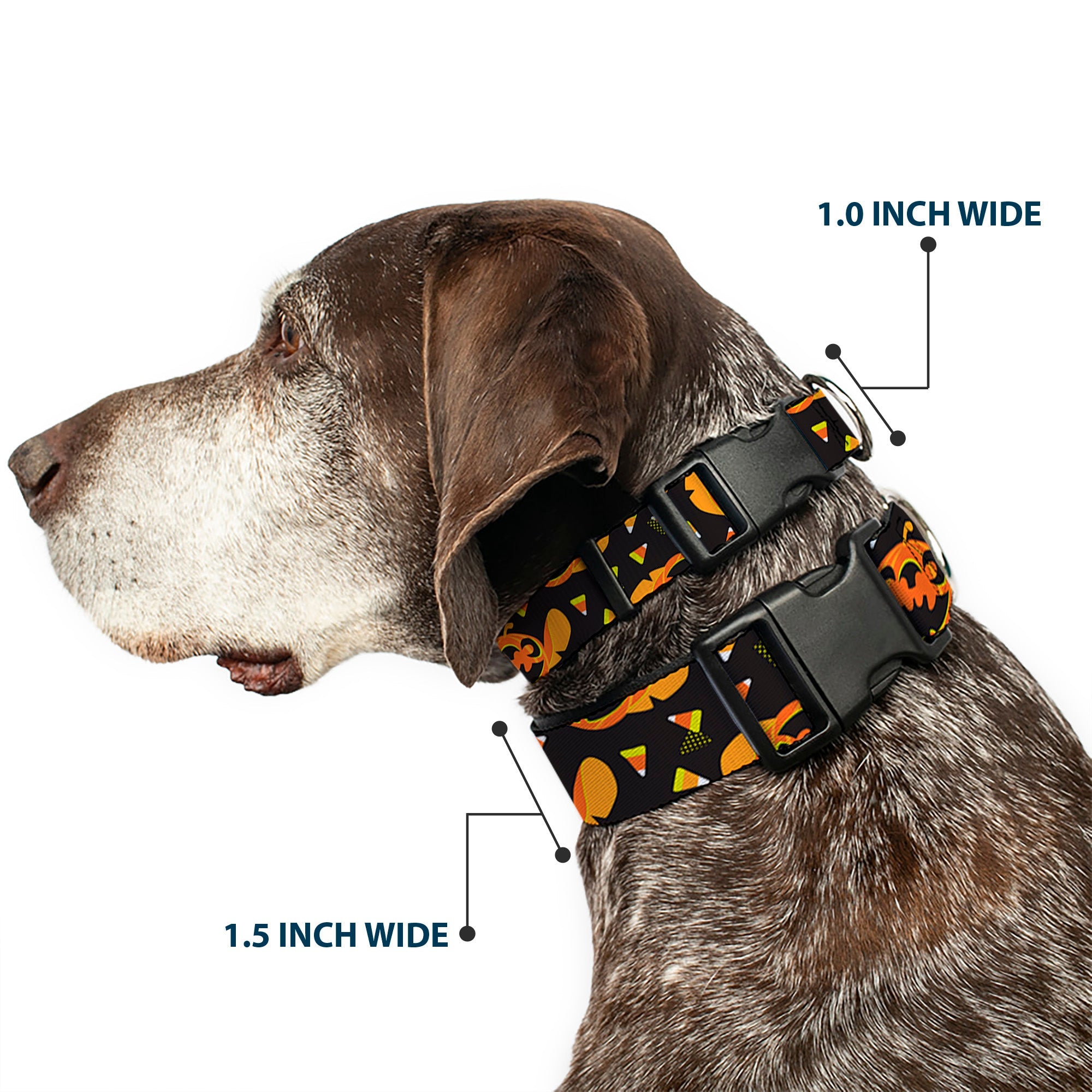 Plastic Clip Collar - Lilo and Stitch Halloween Stitch Jack-O-Lantern Pumpkin and Candy Corn Black/Oranges
