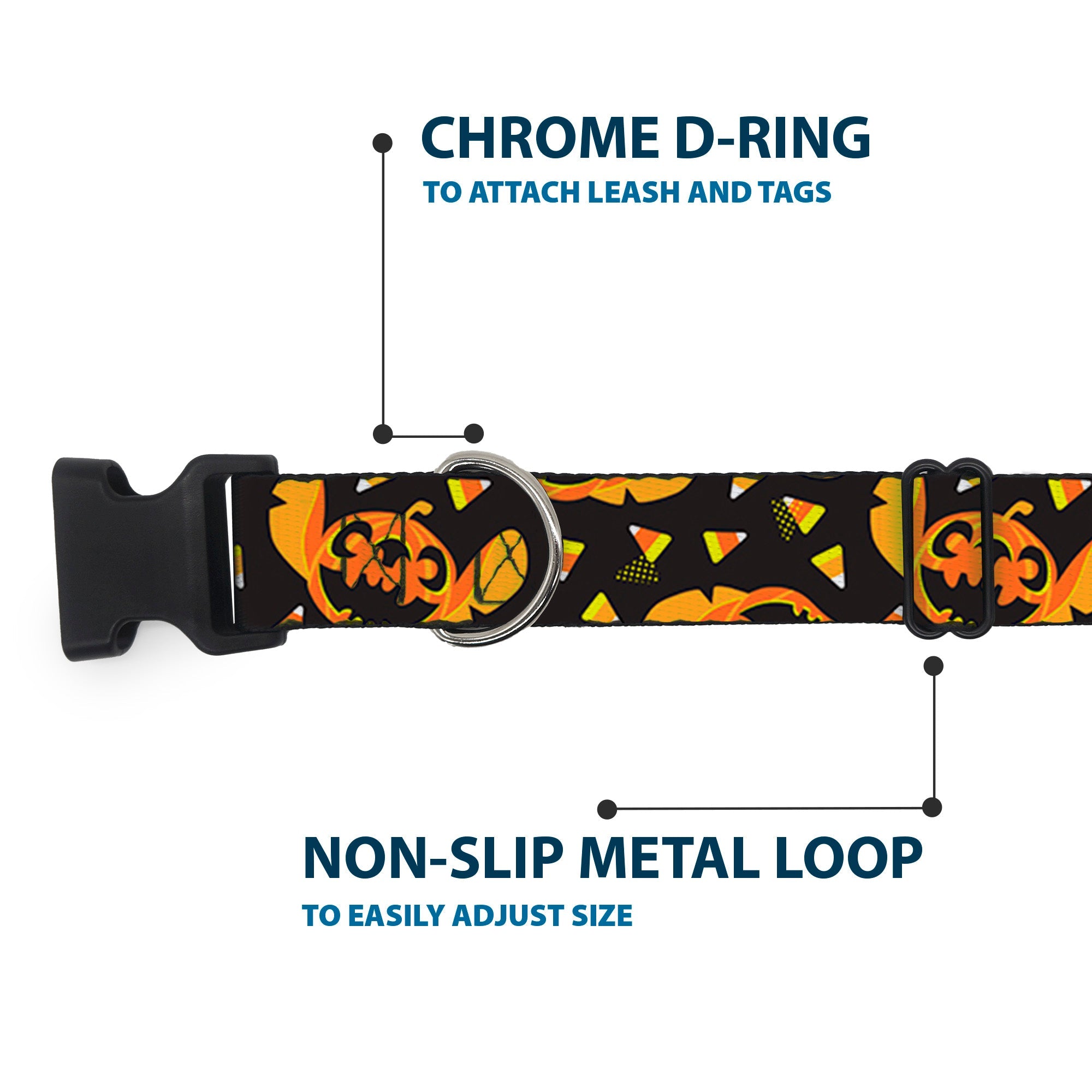 Plastic Clip Collar - Lilo and Stitch Halloween Stitch Jack-O-Lantern Pumpkin and Candy Corn Black/Oranges