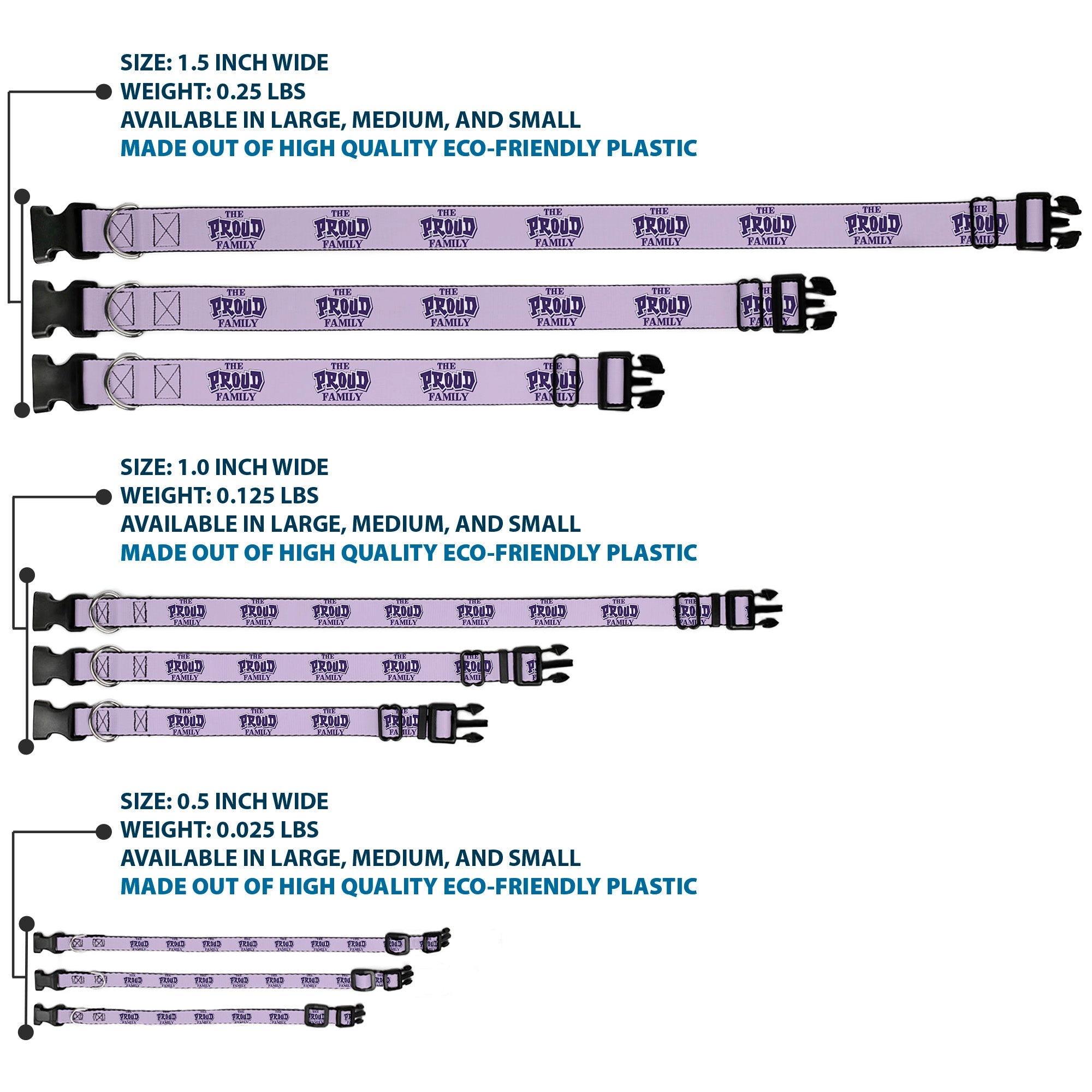 Plastic Clip Collar - THE PROUD FAMILY Title Logo Purples