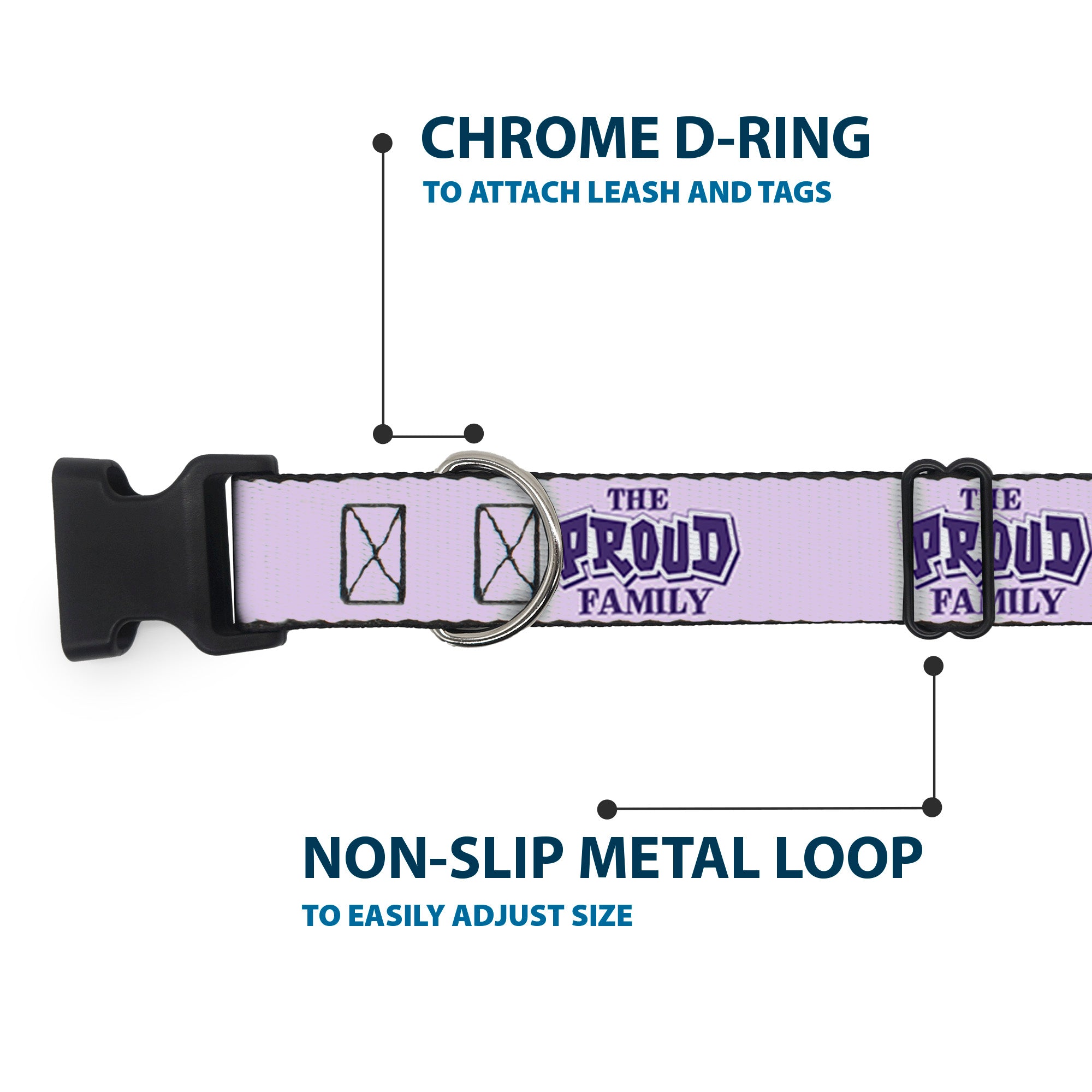 Plastic Clip Collar - THE PROUD FAMILY Title Logo Purples