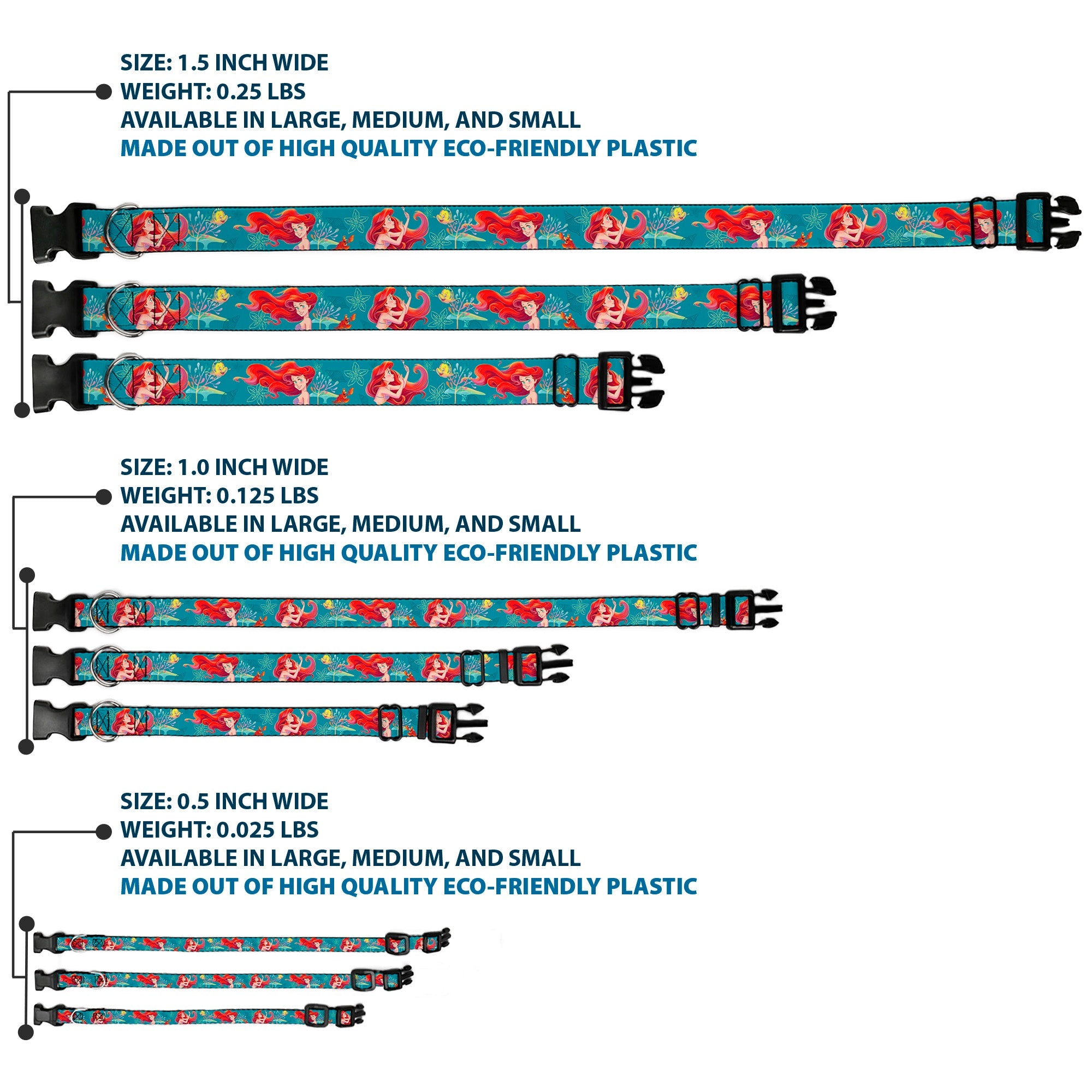 Plastic Clip Collar - The Little Mermaid Flounder and Sebastian Under the Sea Greens