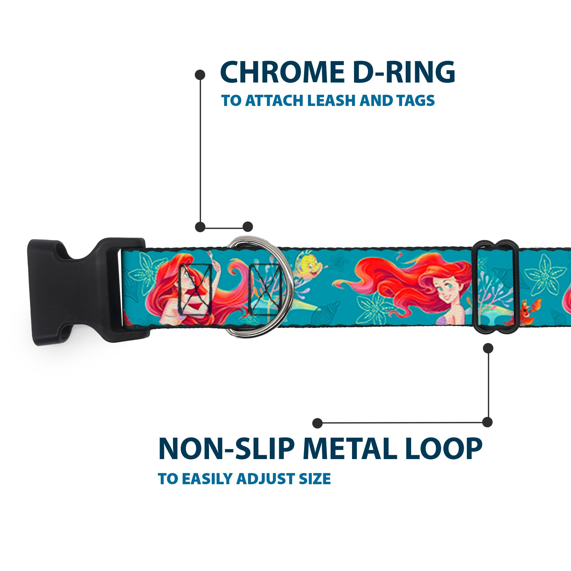 Plastic Clip Collar - The Little Mermaid Flounder and Sebastian Under the Sea Greens