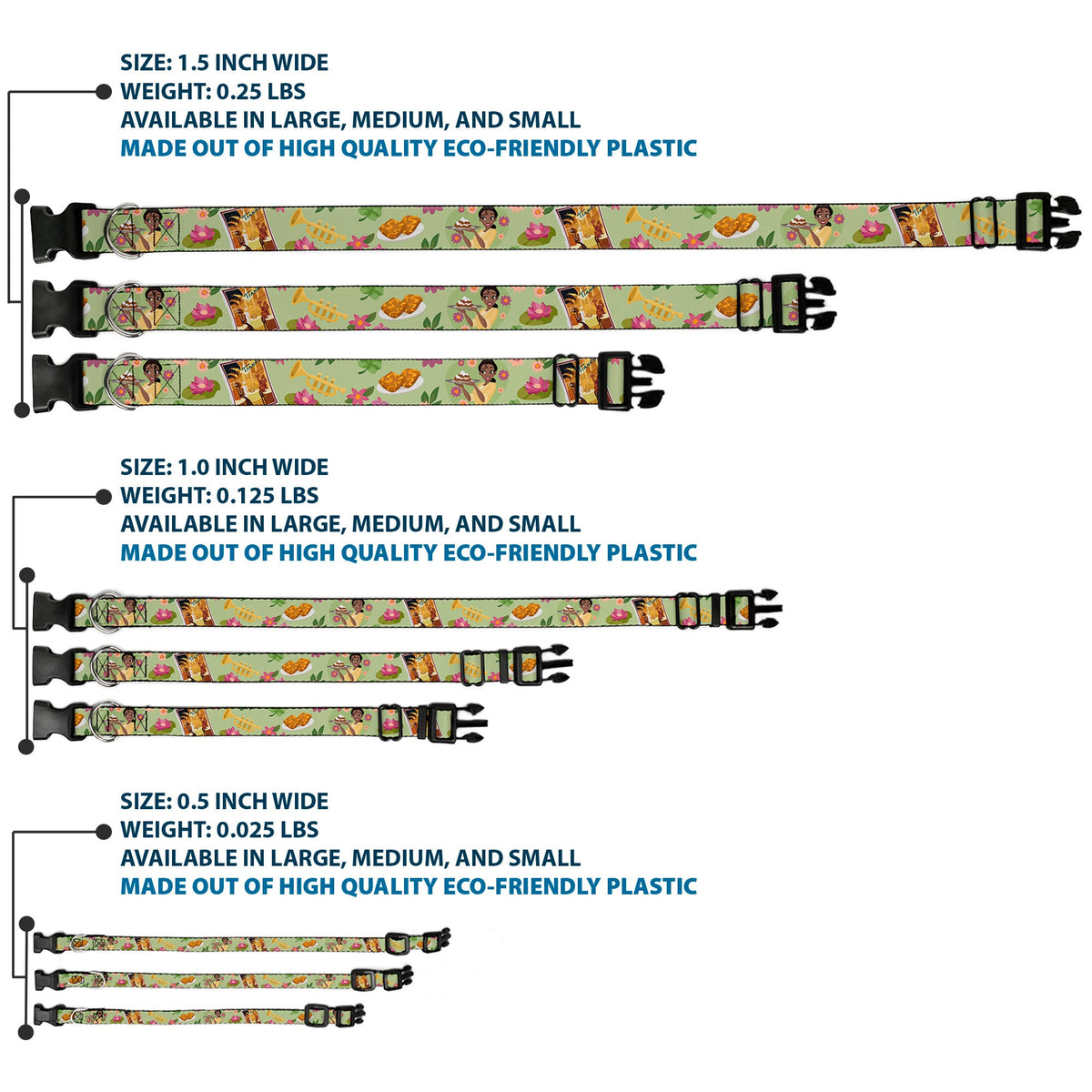 Plastic Clip Collar - The Princess and the Frog Tianas Place Collage Greens/Pinks