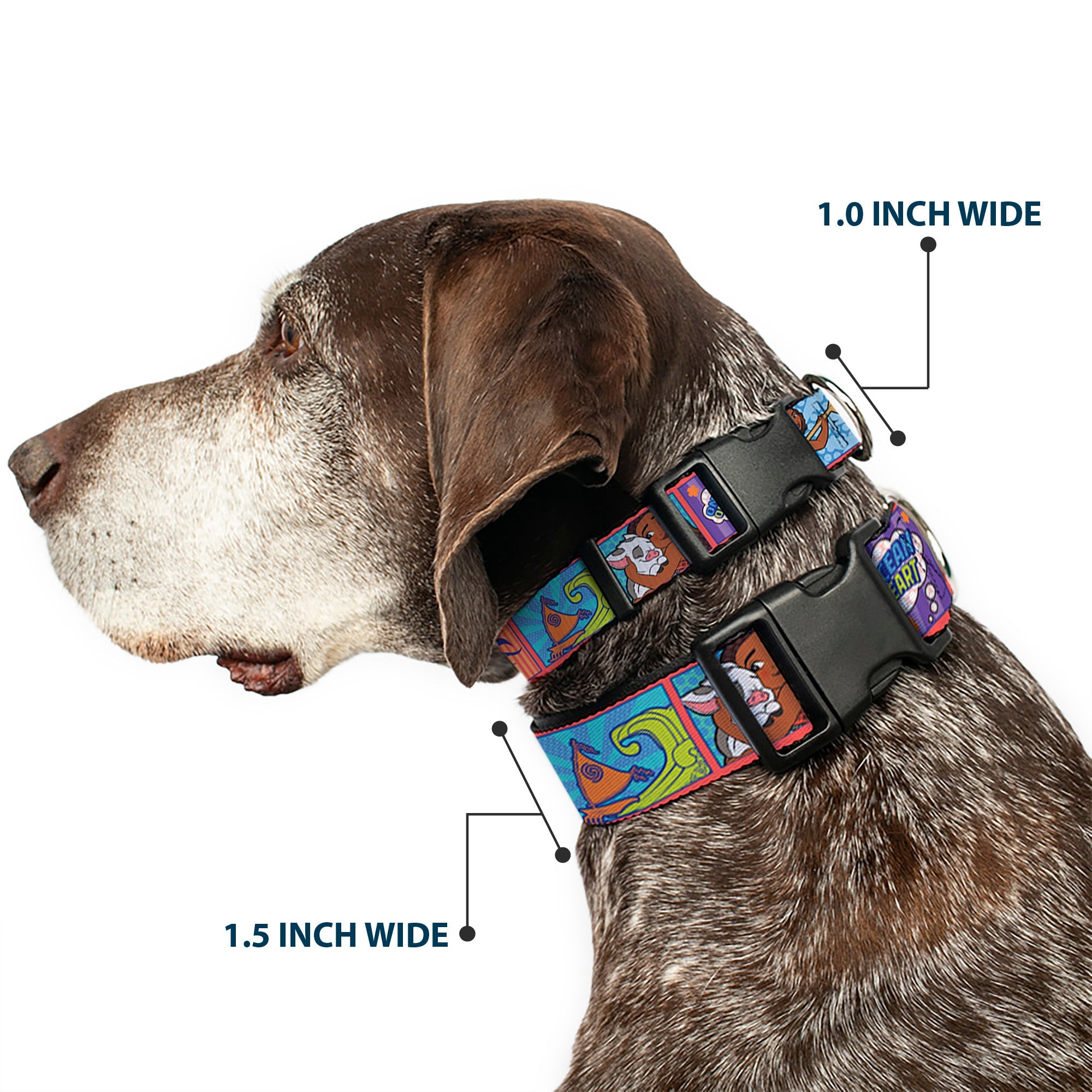 Plastic Clip Collar - Moana MAKE WAVES Scene Blocks Blues/Orange