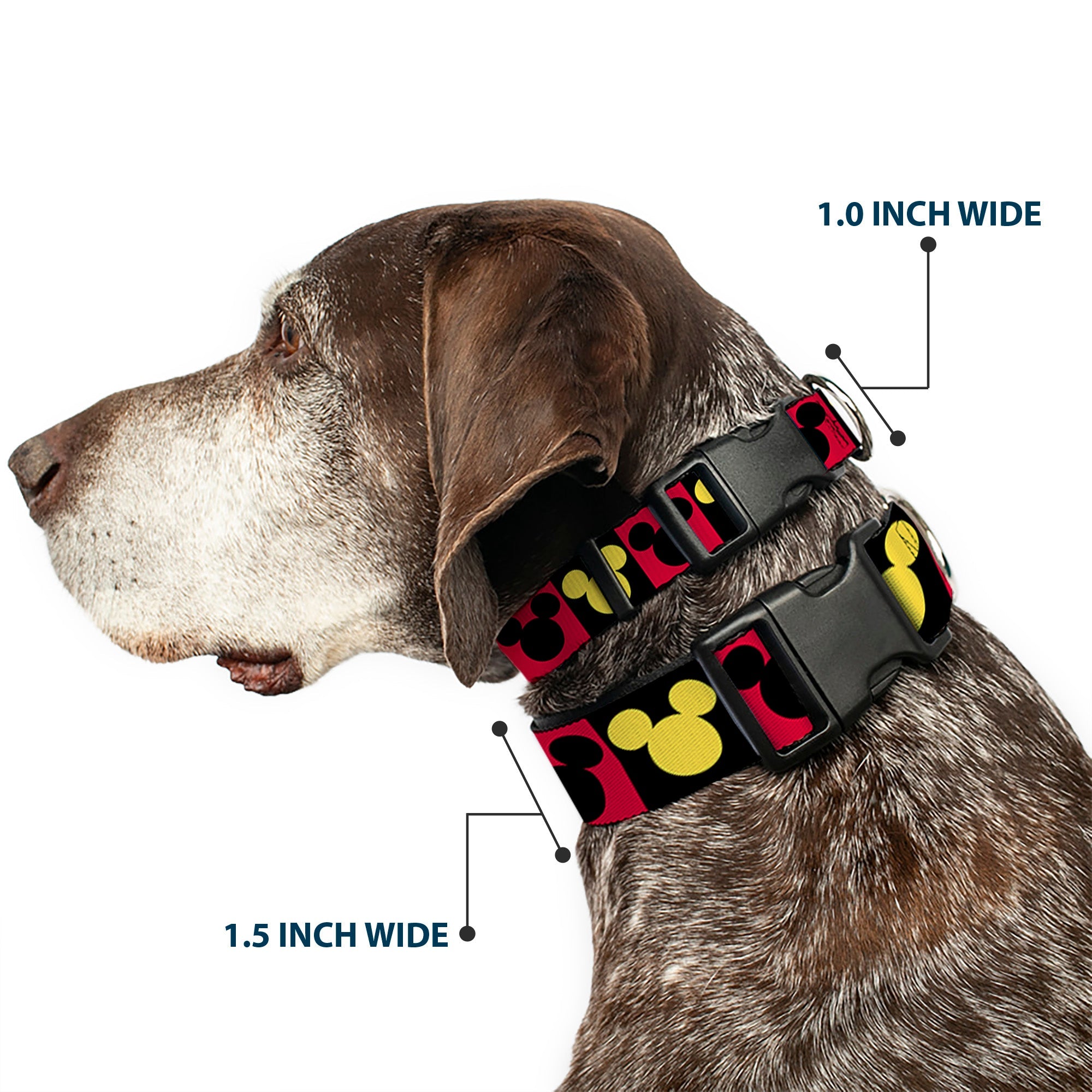 Plastic Clip Collar - Mickey Mouse Ears Icon Blocks Red/Black/Yellow
