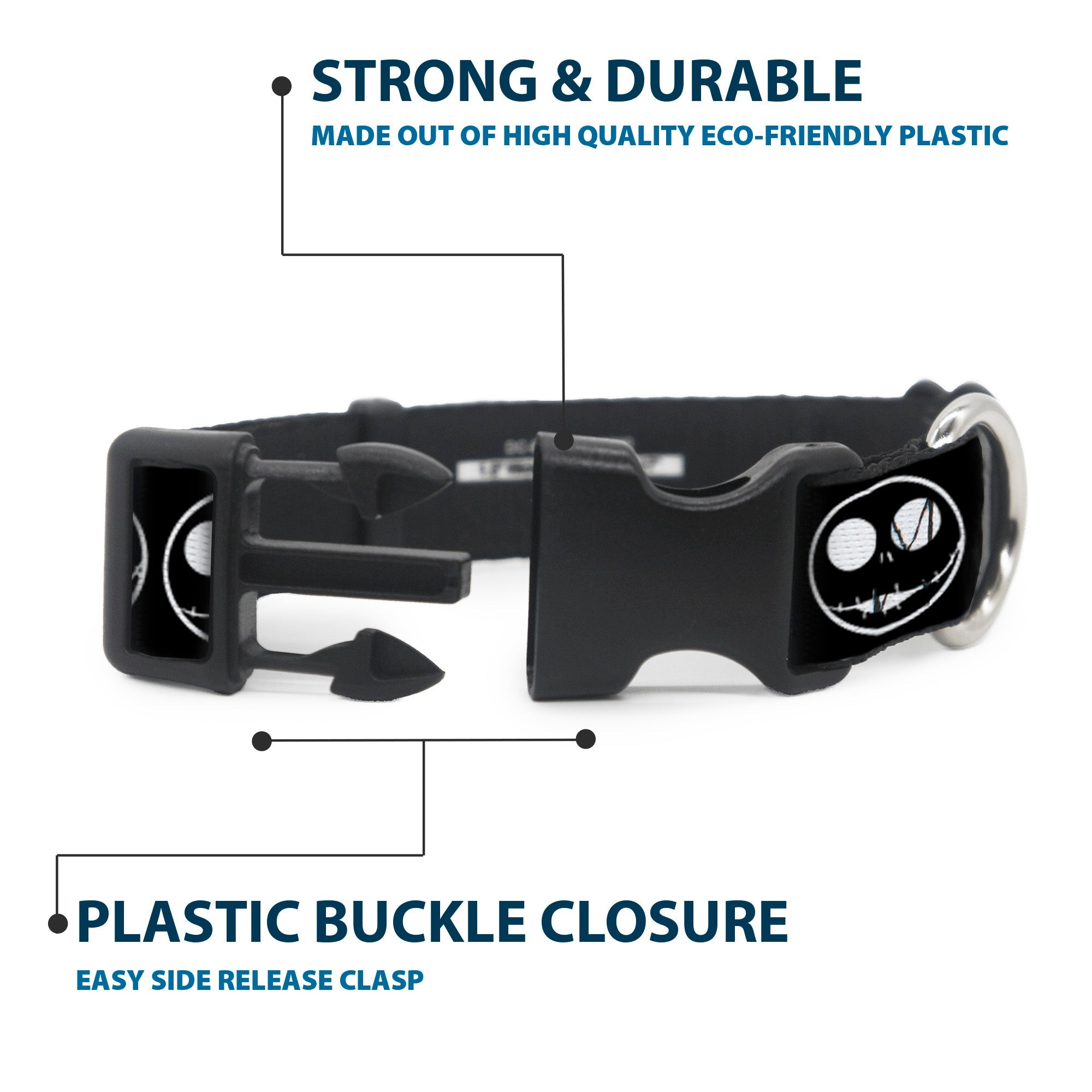 Plastic Clip Collar - The Nightmare Before Christmas Jack 5-Expressions Black/White
