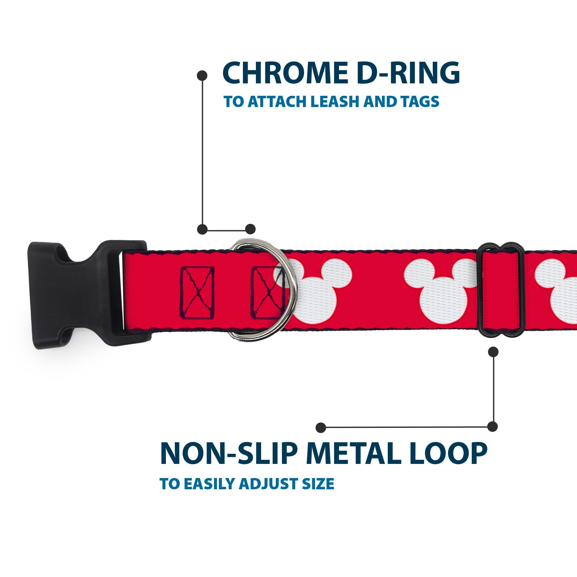 Plastic Clip Collar - Mickey Mouse Ears Icon Red/White