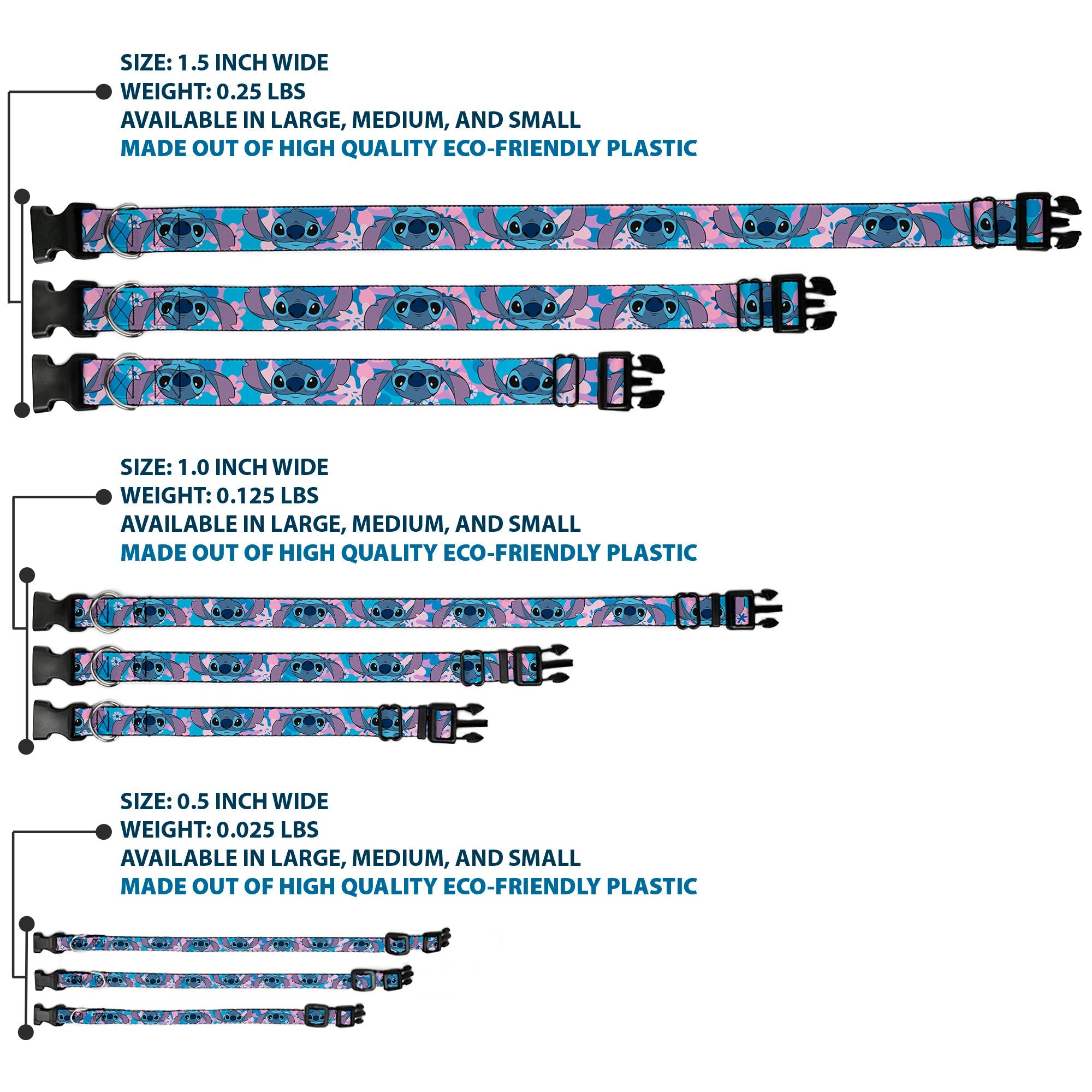 Plastic Clip Collar - Lilo & Stitch Stitch Flip Expressions Close-Up Blues/Pinks