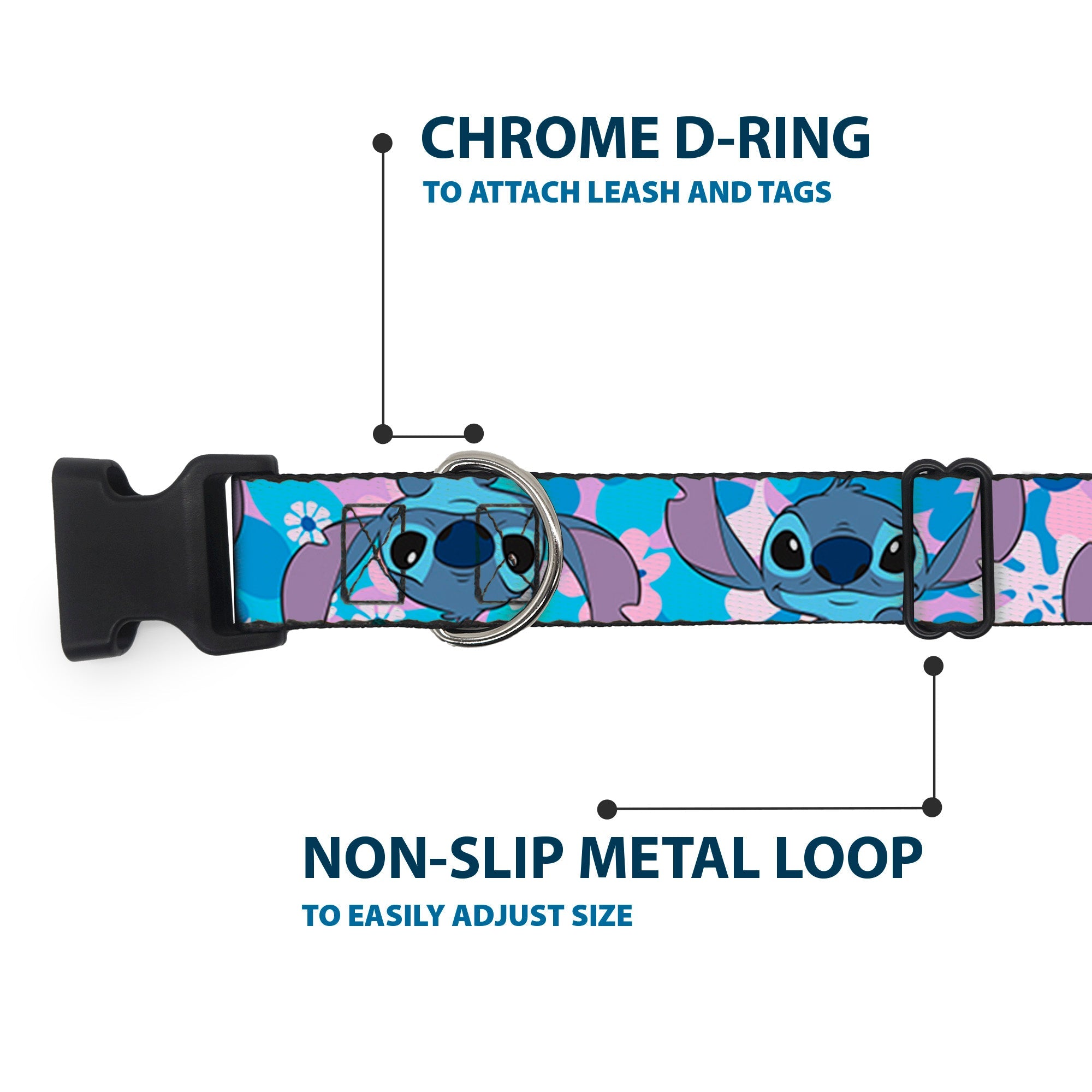 Plastic Clip Collar - Lilo & Stitch Stitch Flip Expressions Close-Up Blues/Pinks