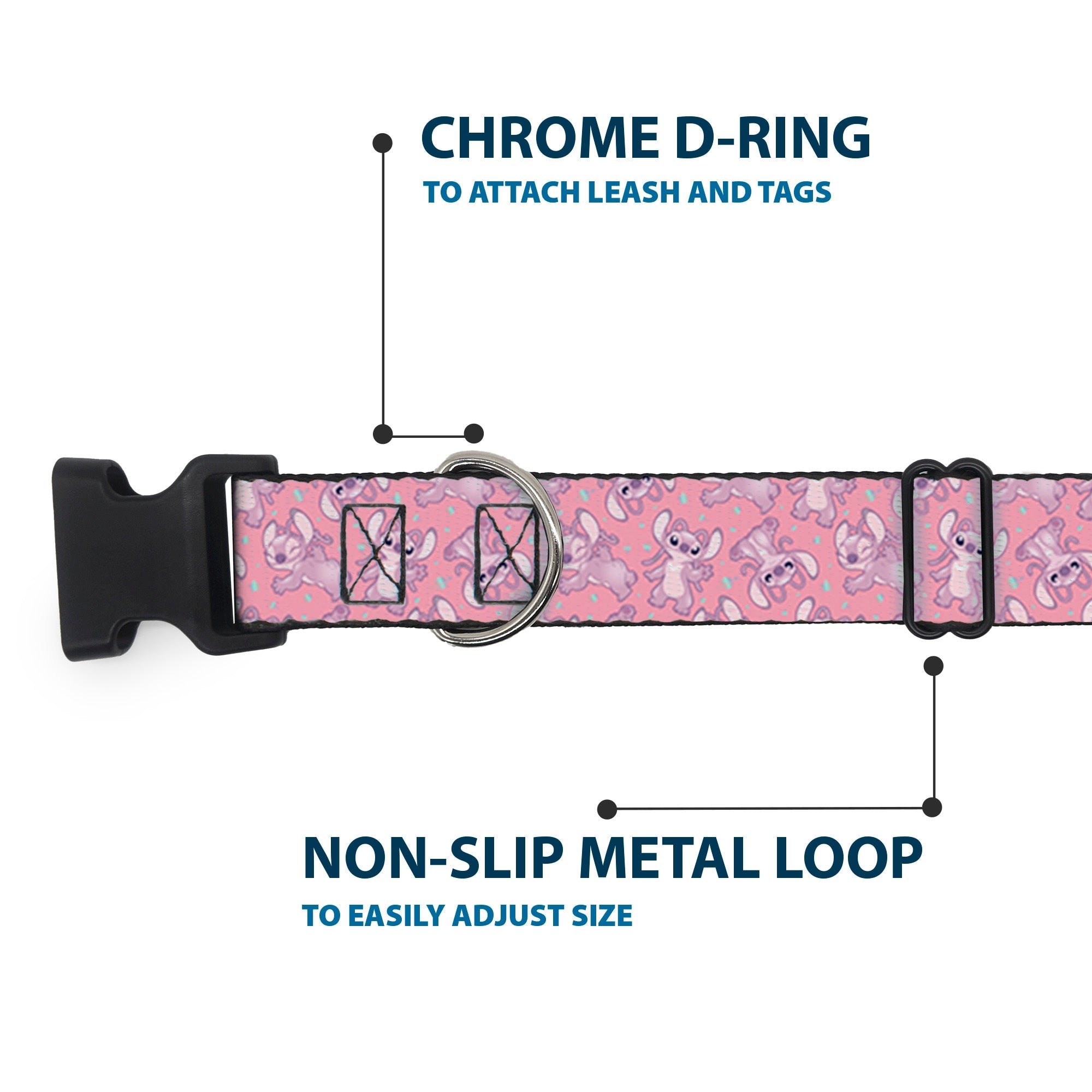 Plastic Clip Collar - Lilo & Stitch Angel Poses Scattered Pinks