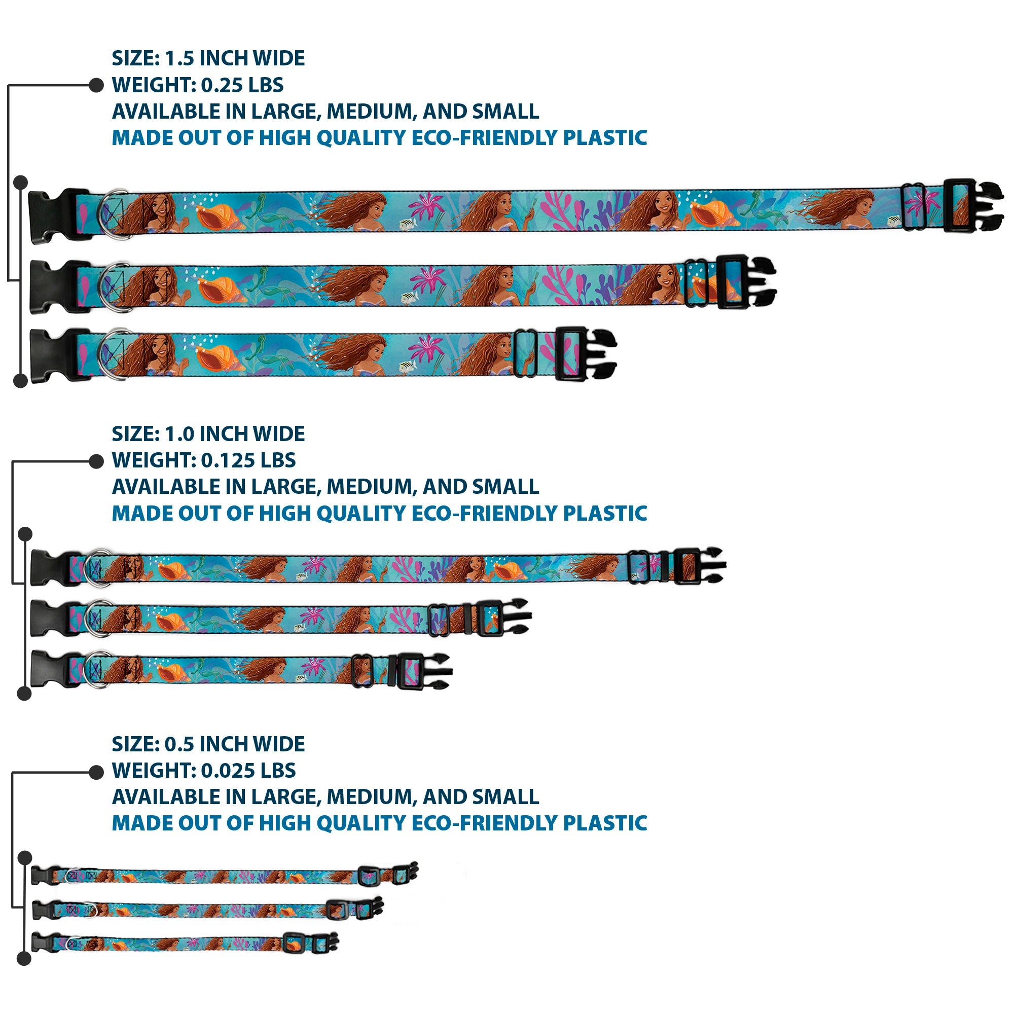 Plastic Clip Collar - The Little Mermaid Live Action Ariel Under the Sea Poses Blues